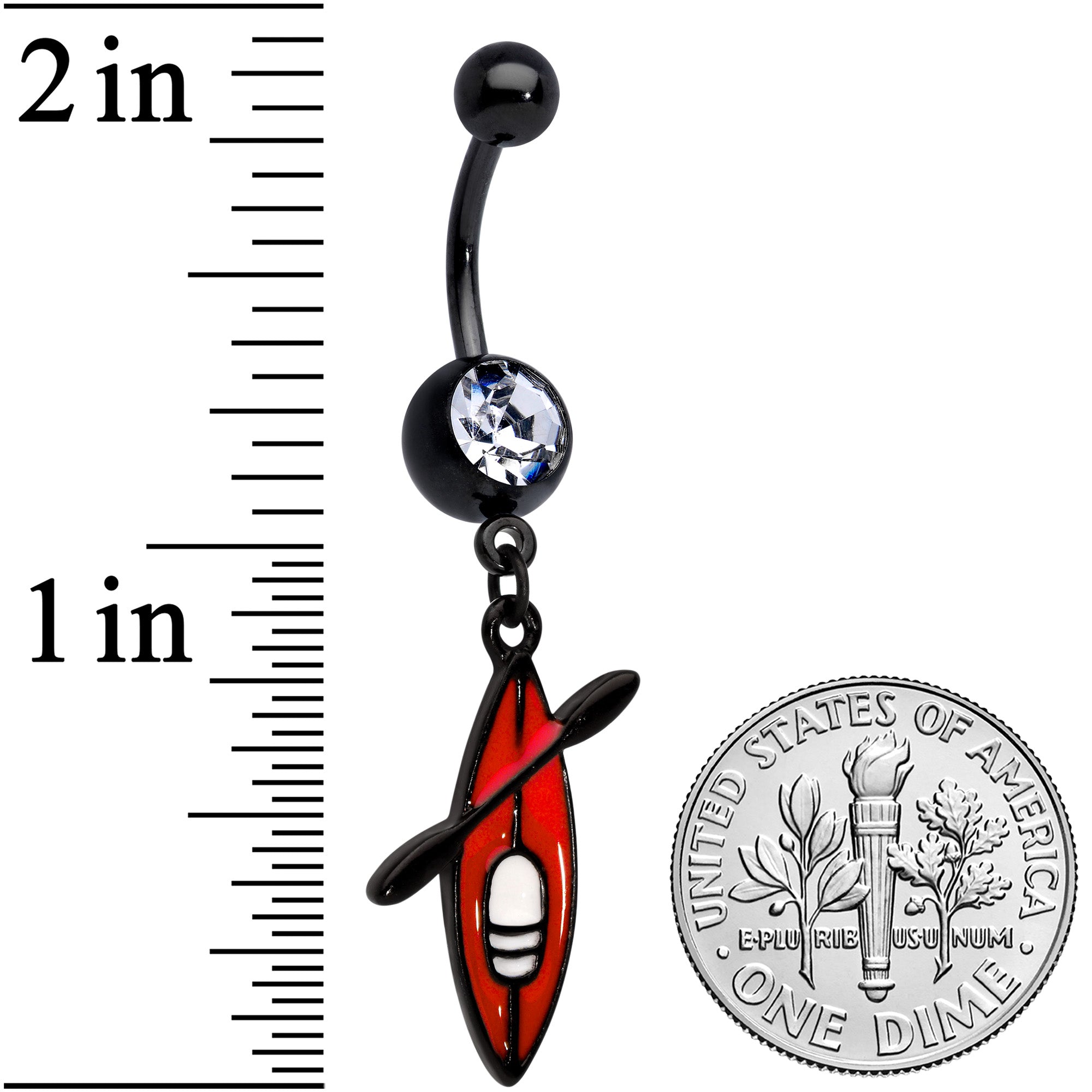 Clear Gem Black Red Summer Kayak Boat Dangle Belly Ring