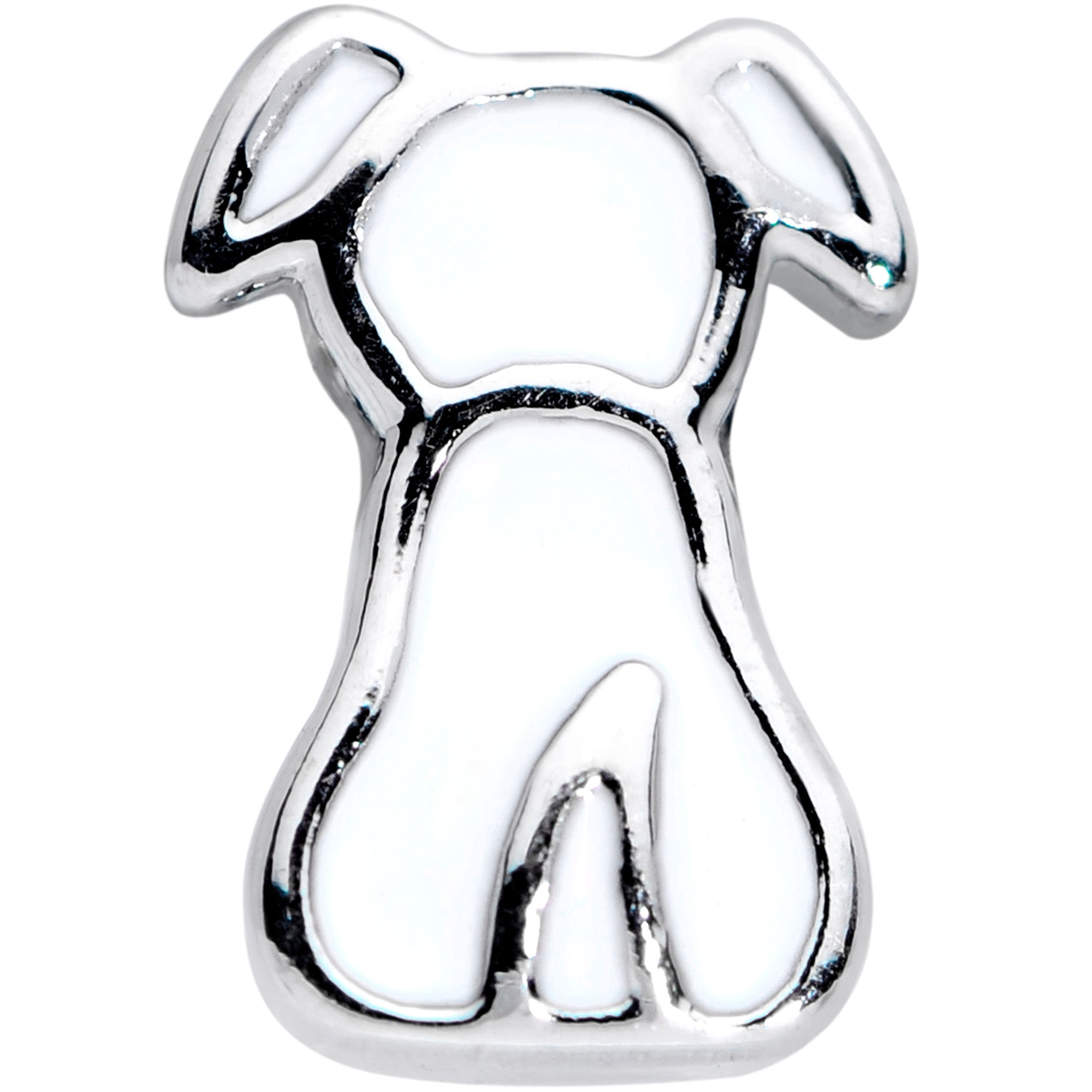 18 Gauge 3/8 White Sitting Dog Nose Hoop