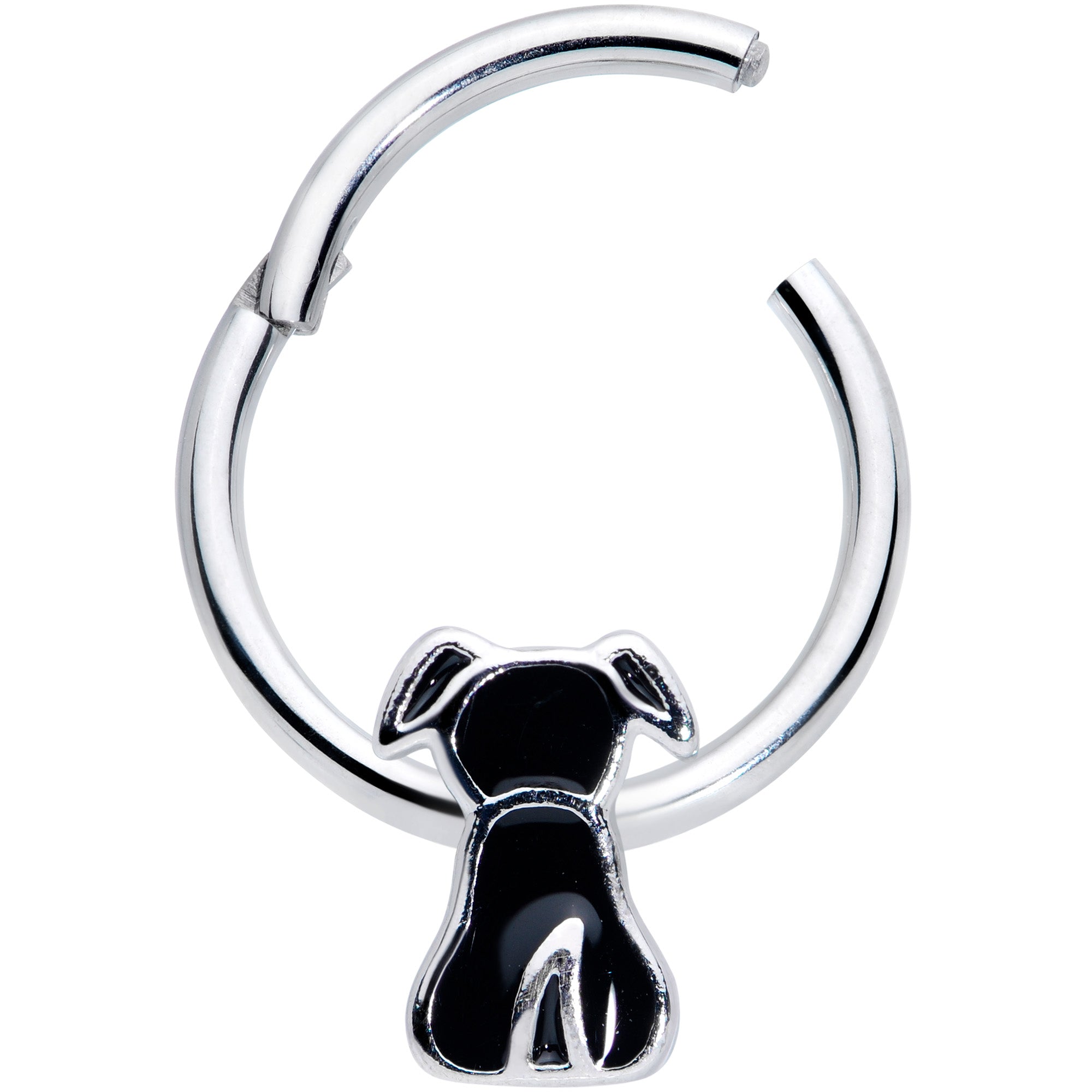 16 Gauge 3/8 Black Sitting Dog Hinged Segment Ring