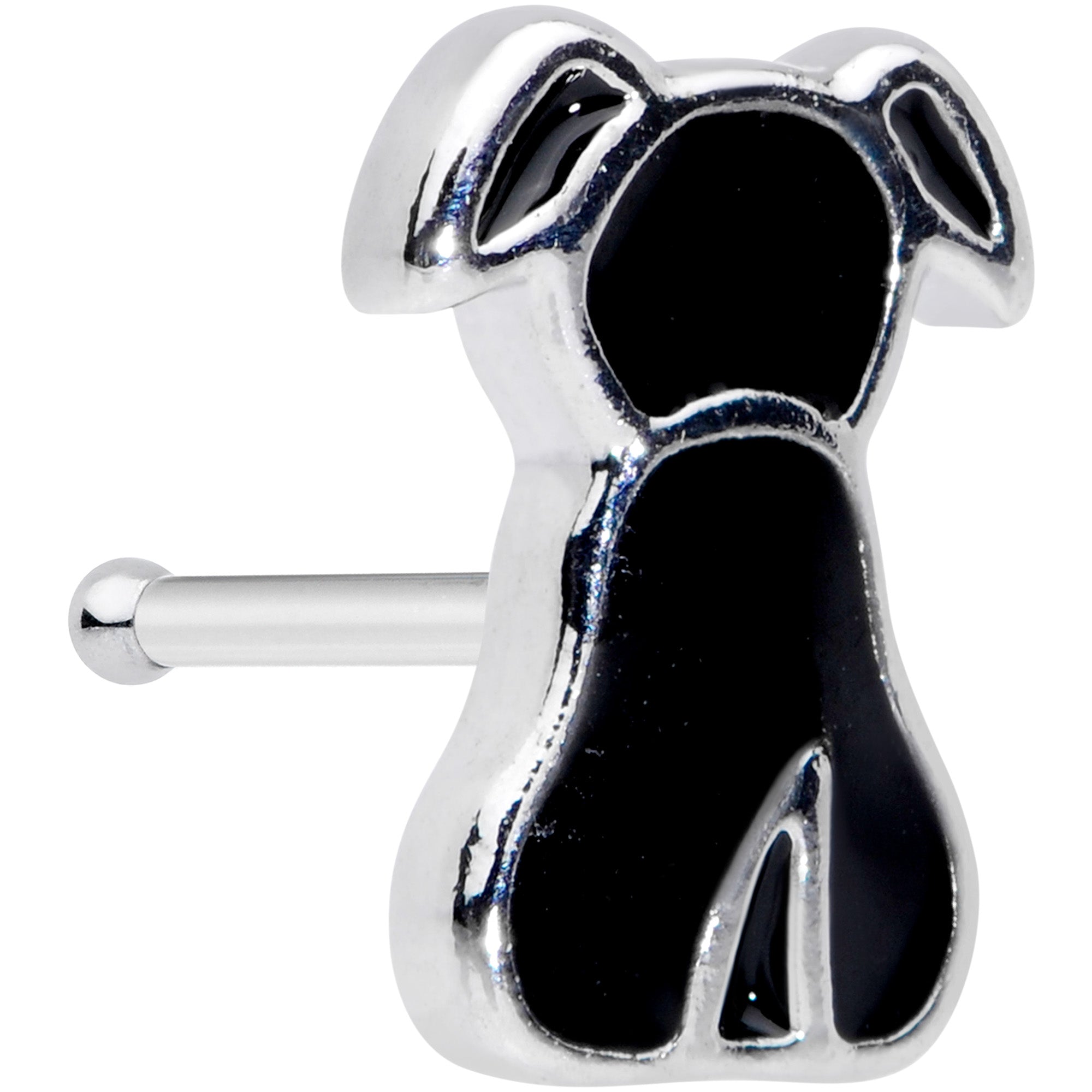 20 Gauge 1/4 Black Sitting Dog Nose Bone