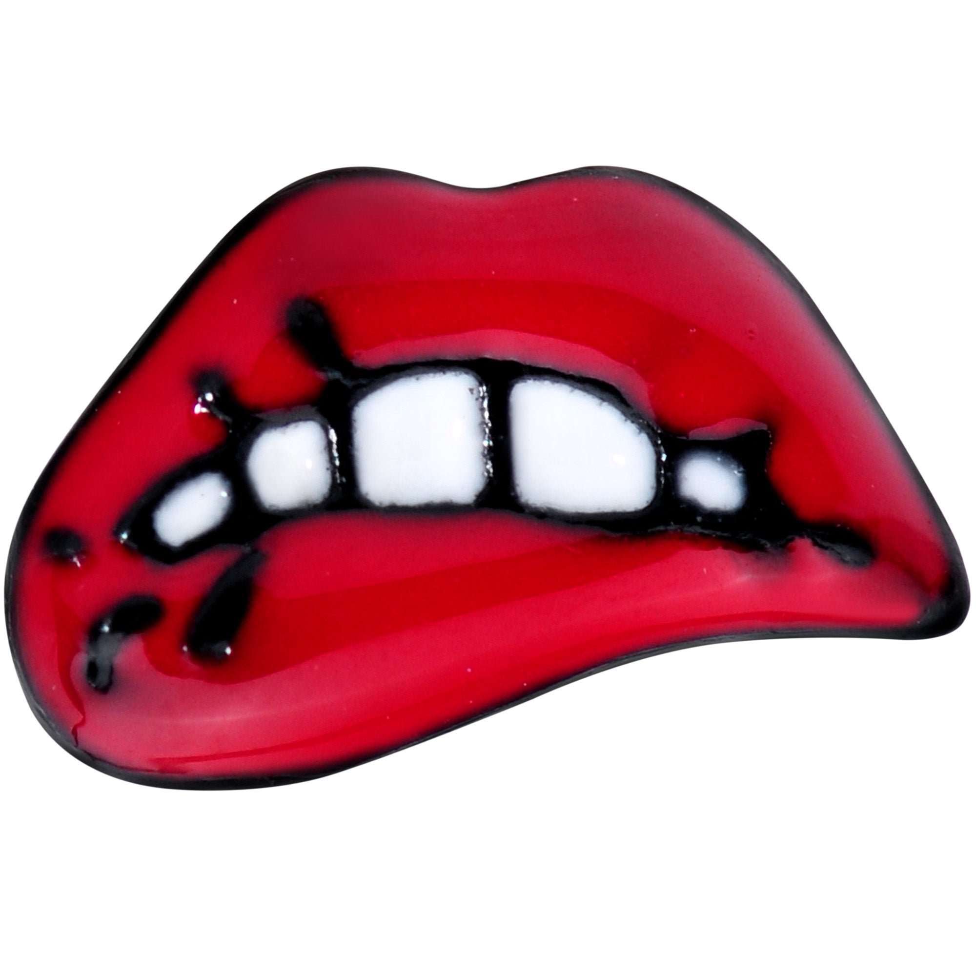 16 Gauge 1/4 Black Red Sneering Lips Bite Lips Cartilage Earring