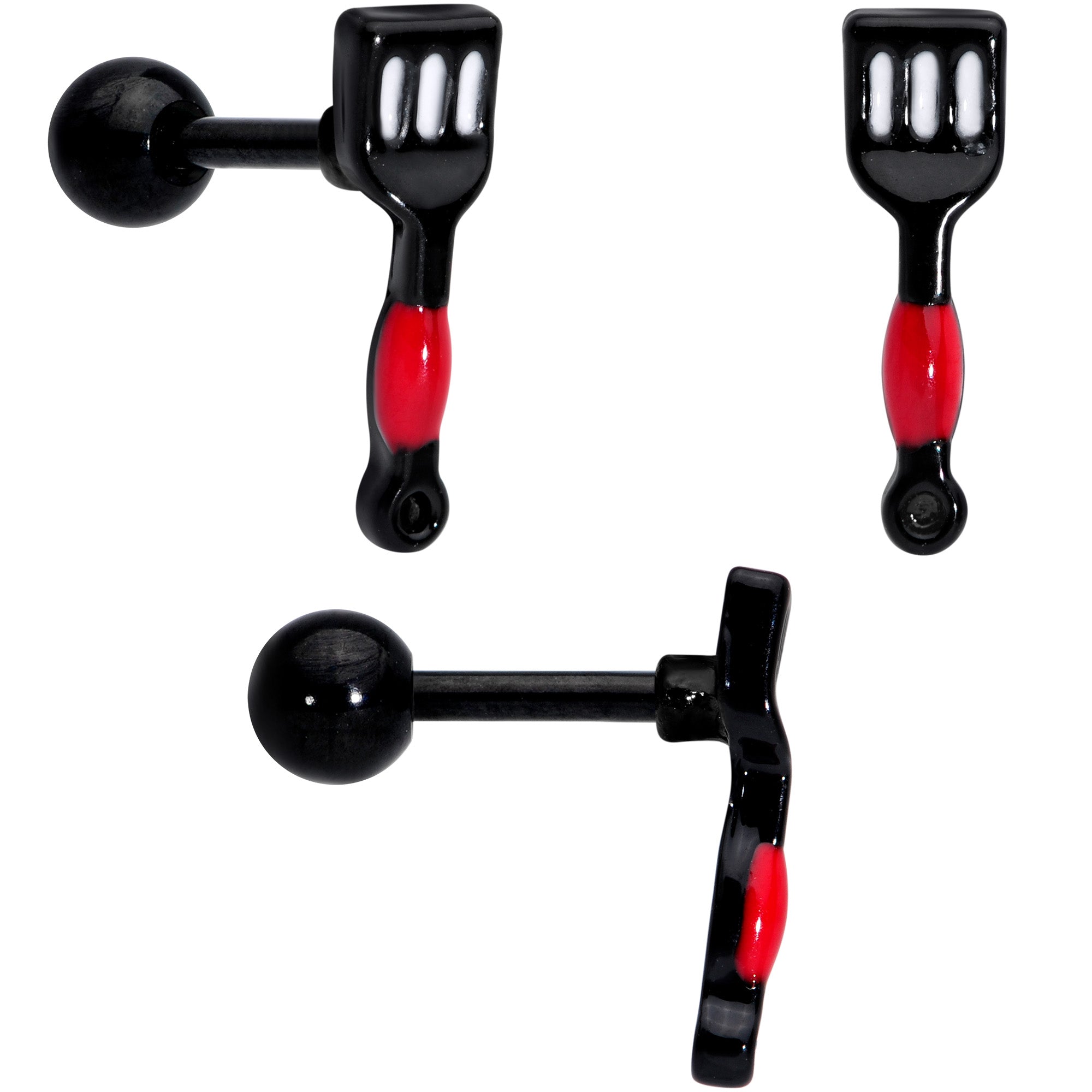 16 Gauge 1/4 Black Spatula Kitchen Cooking Cartilage Earring Set of 2