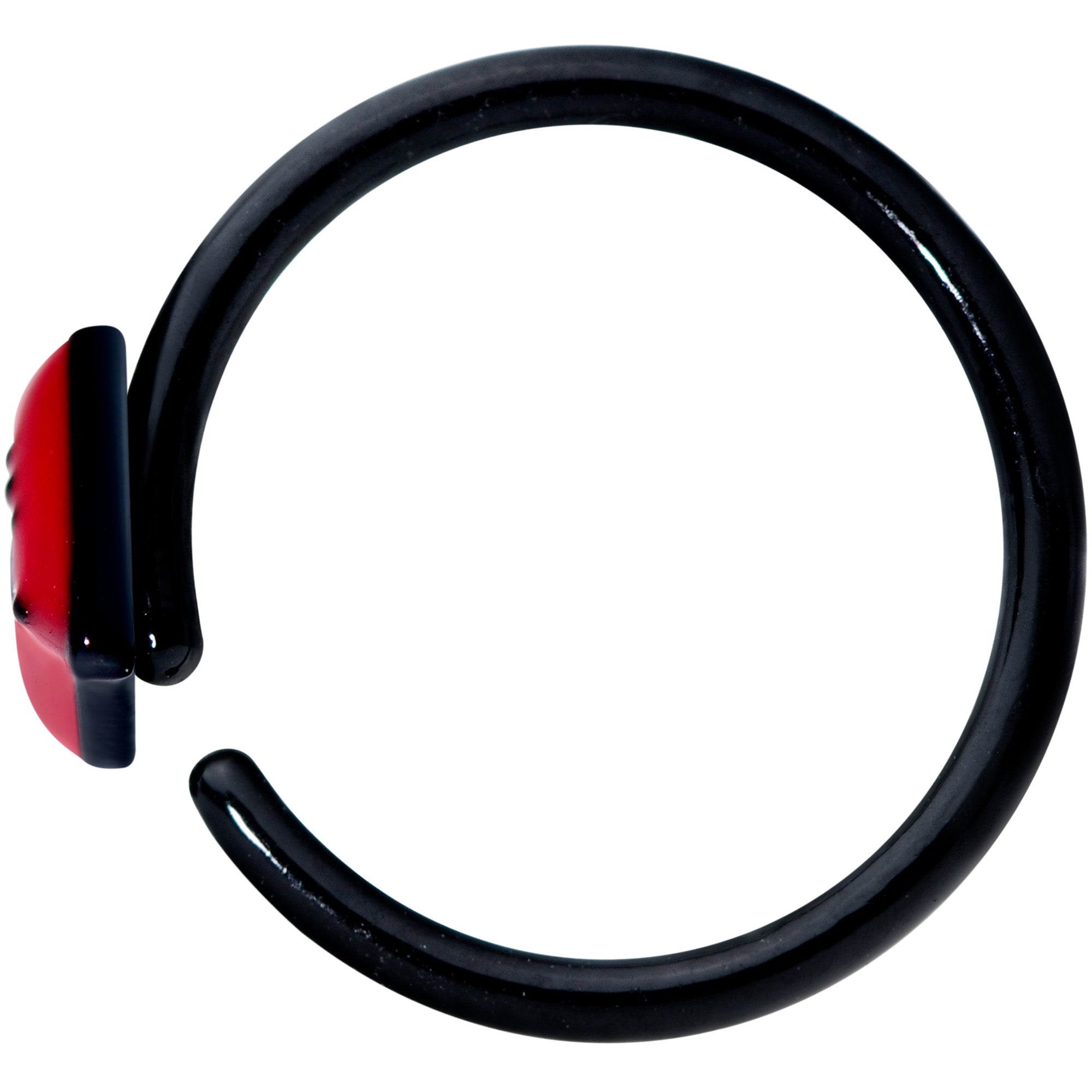 18 Gauge 3/8 Black Red Sneering Bite Lips Nose Hoop