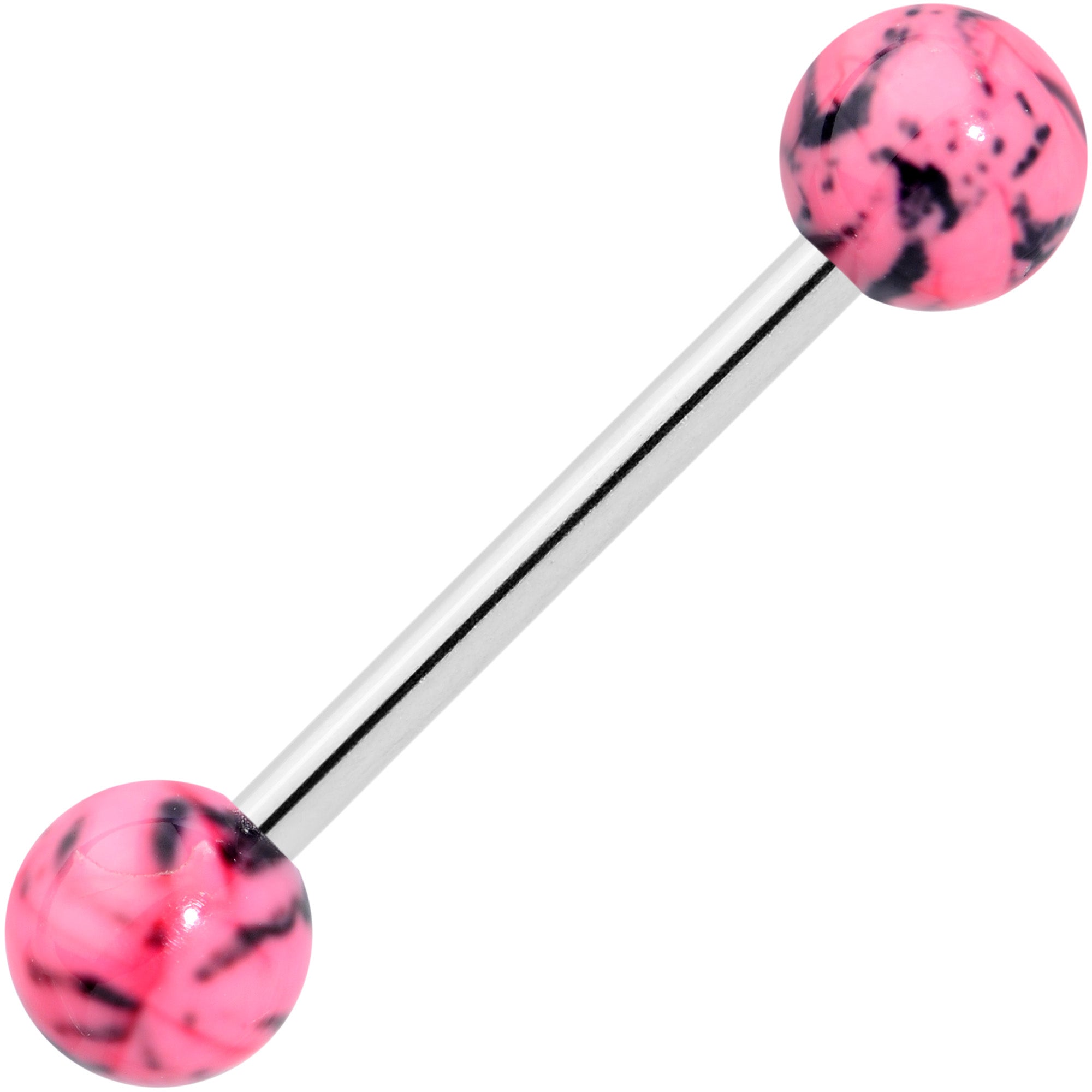 Clear Gem Rose Gold Tone Heart Pink Grey Barbell Tongue Ring Set of 4