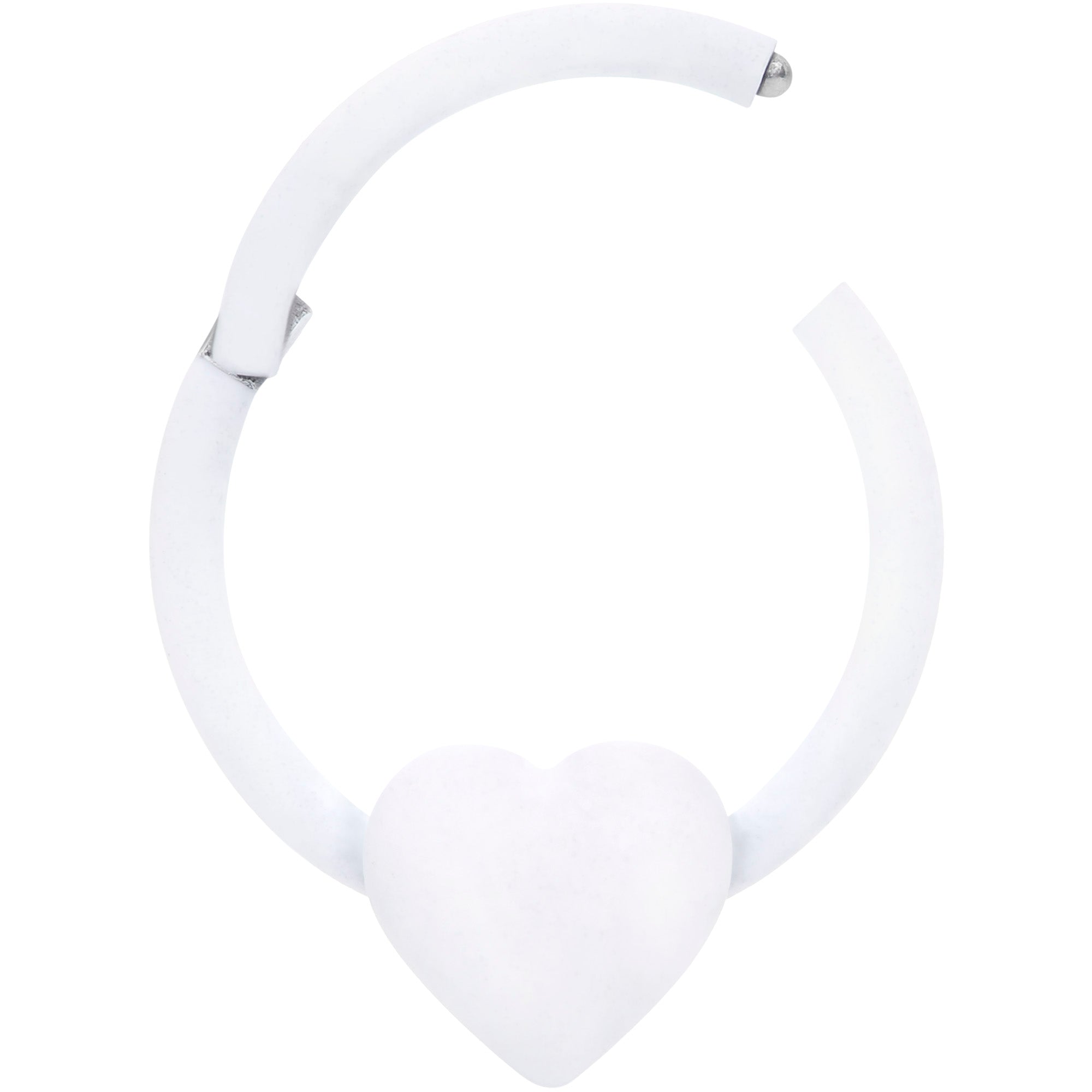 18 Gauge 3/8 White Matte Little Heart Hinged Segment Ring