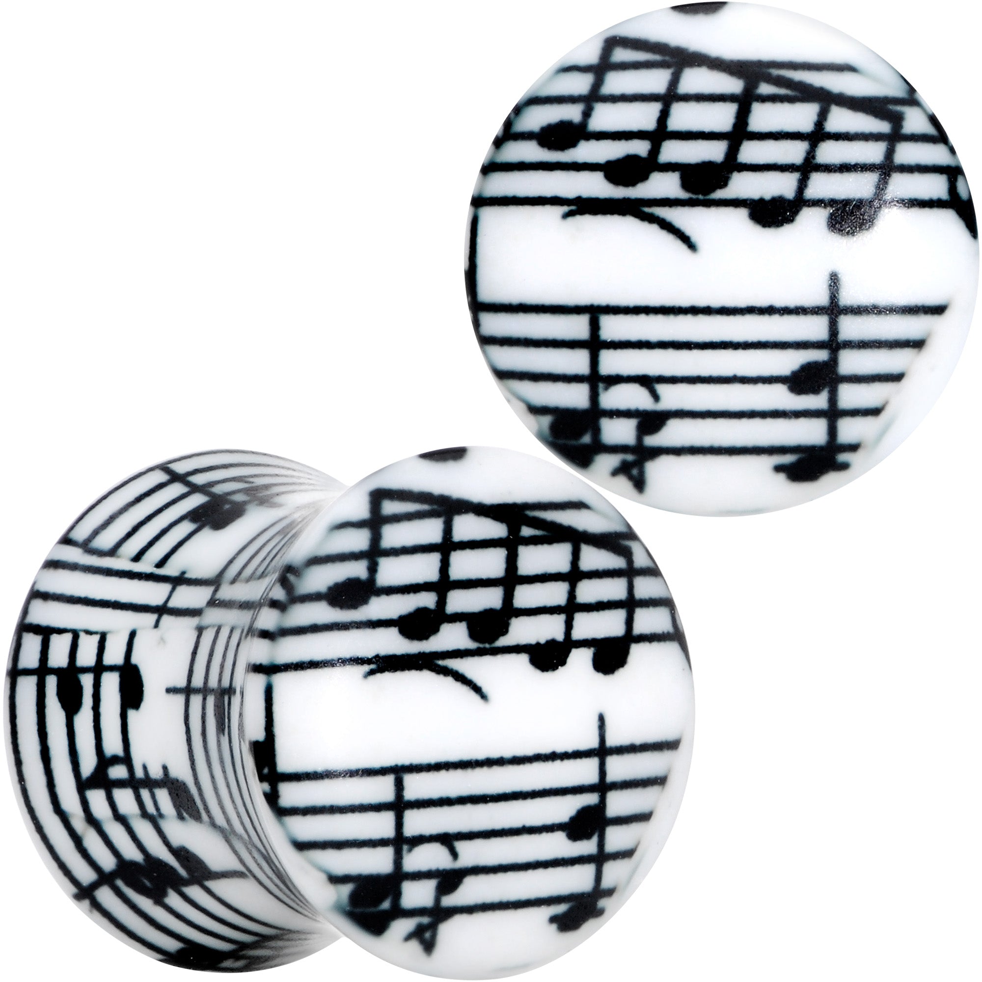 Black White Acrylic Music Notes Double Flare Plug Set