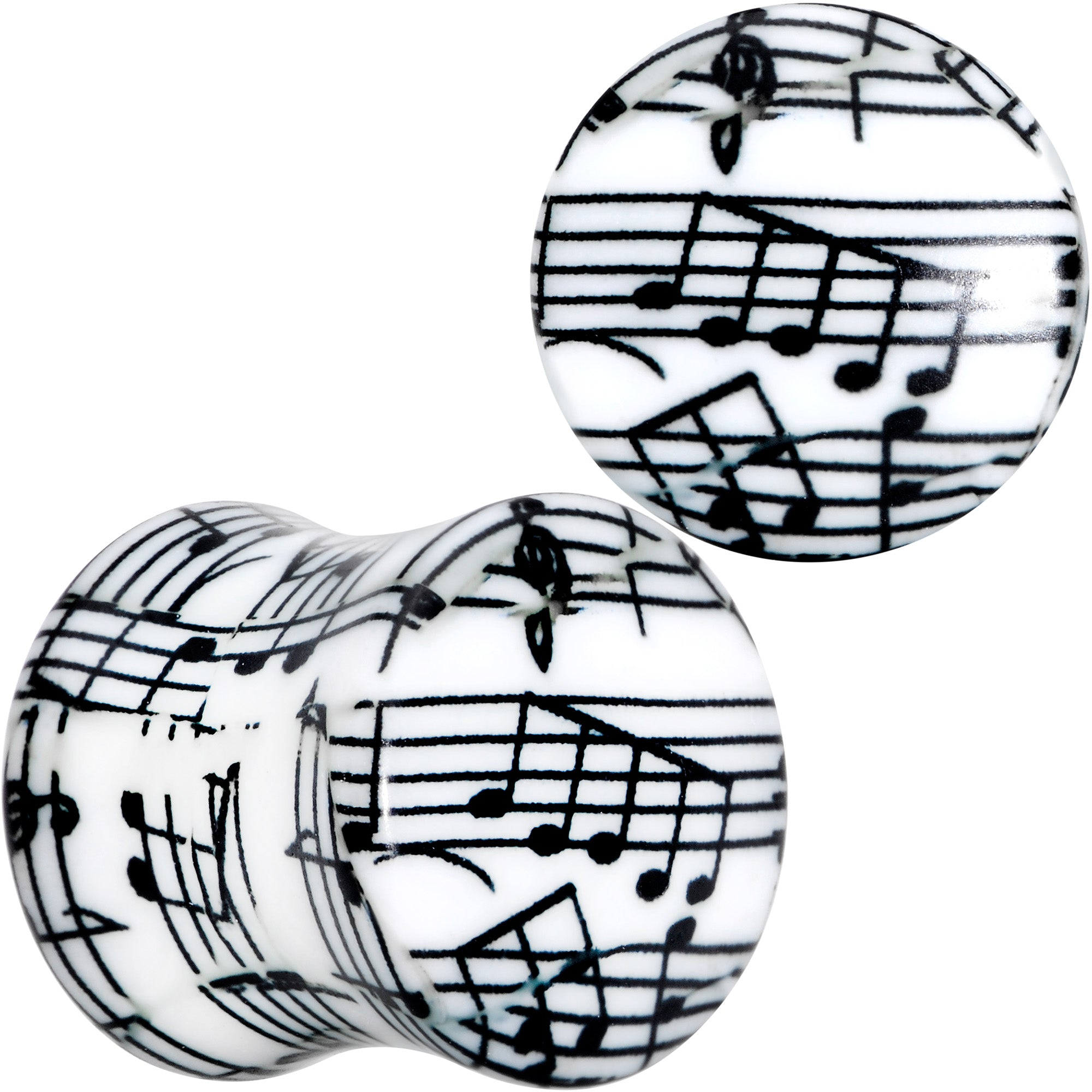 Black White Acrylic Music Notes Double Flare Plug Set