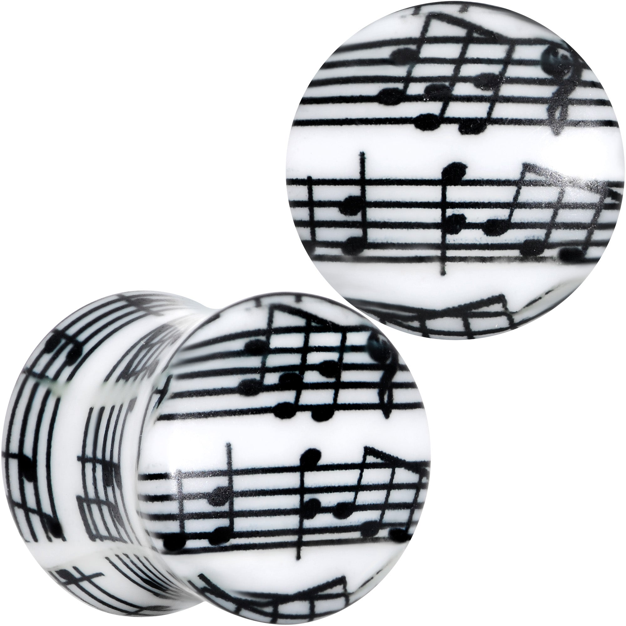 Black White Acrylic Music Notes Double Flare Plug Set