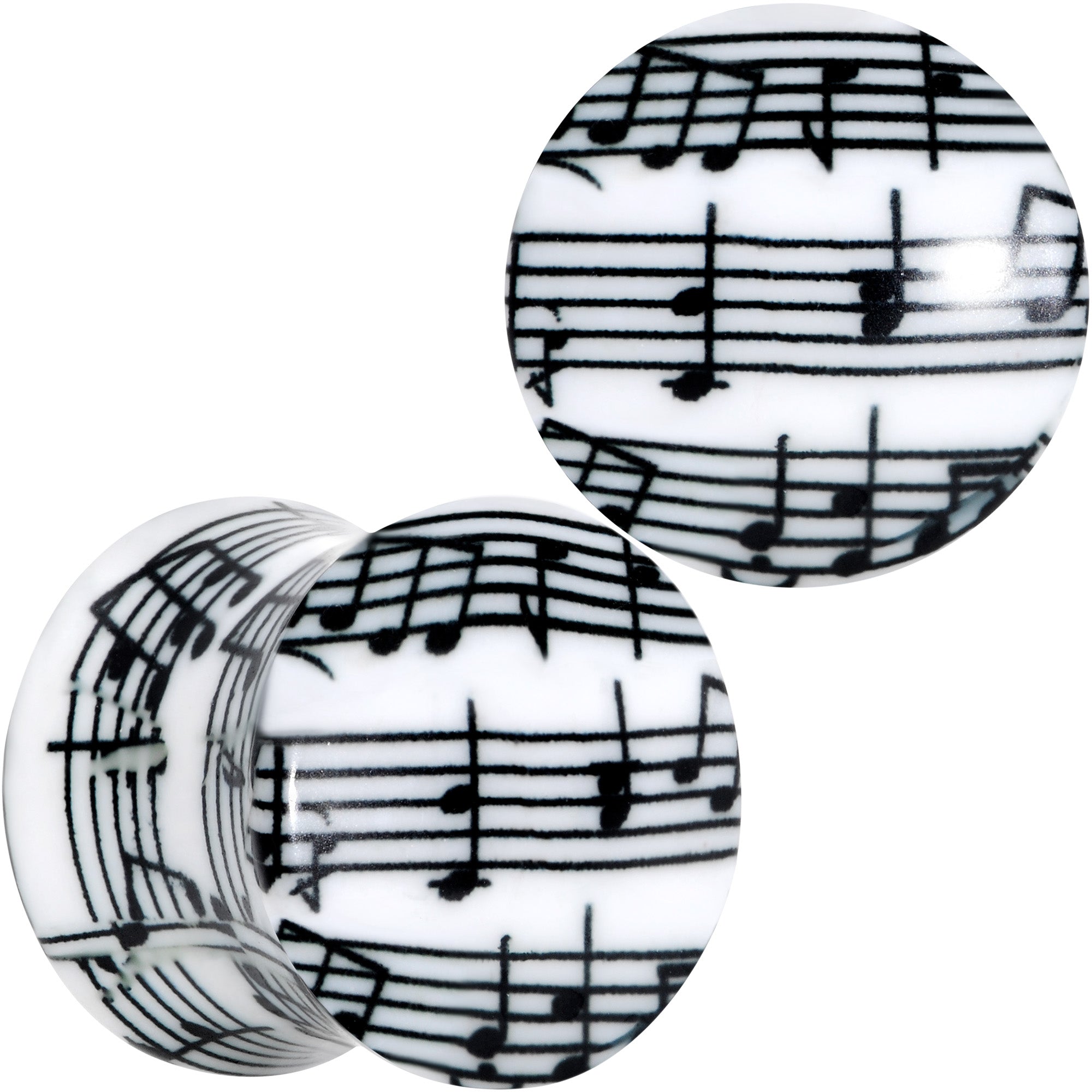 Black White Acrylic Music Notes Double Flare Plug Set