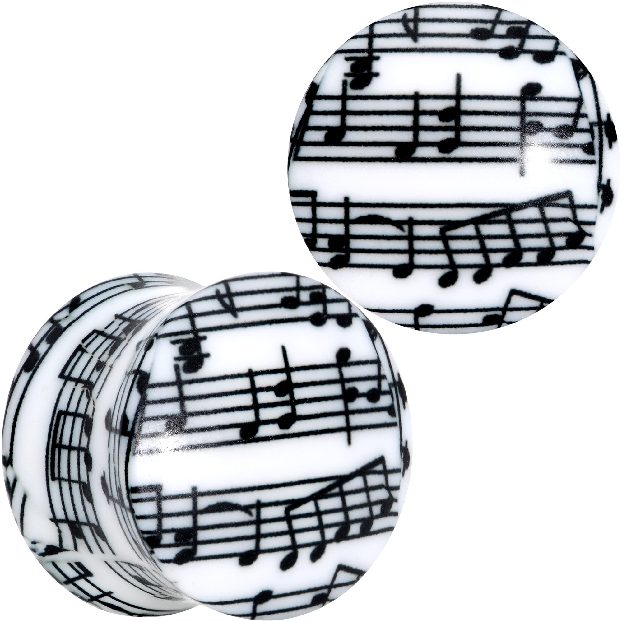 Black White Acrylic Music Notes Double Flare Plug Set