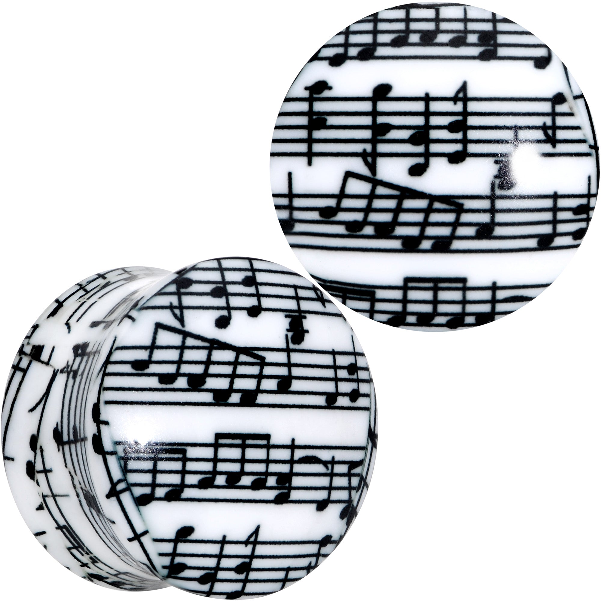 Black White Acrylic Music Notes Double Flare Plug Set