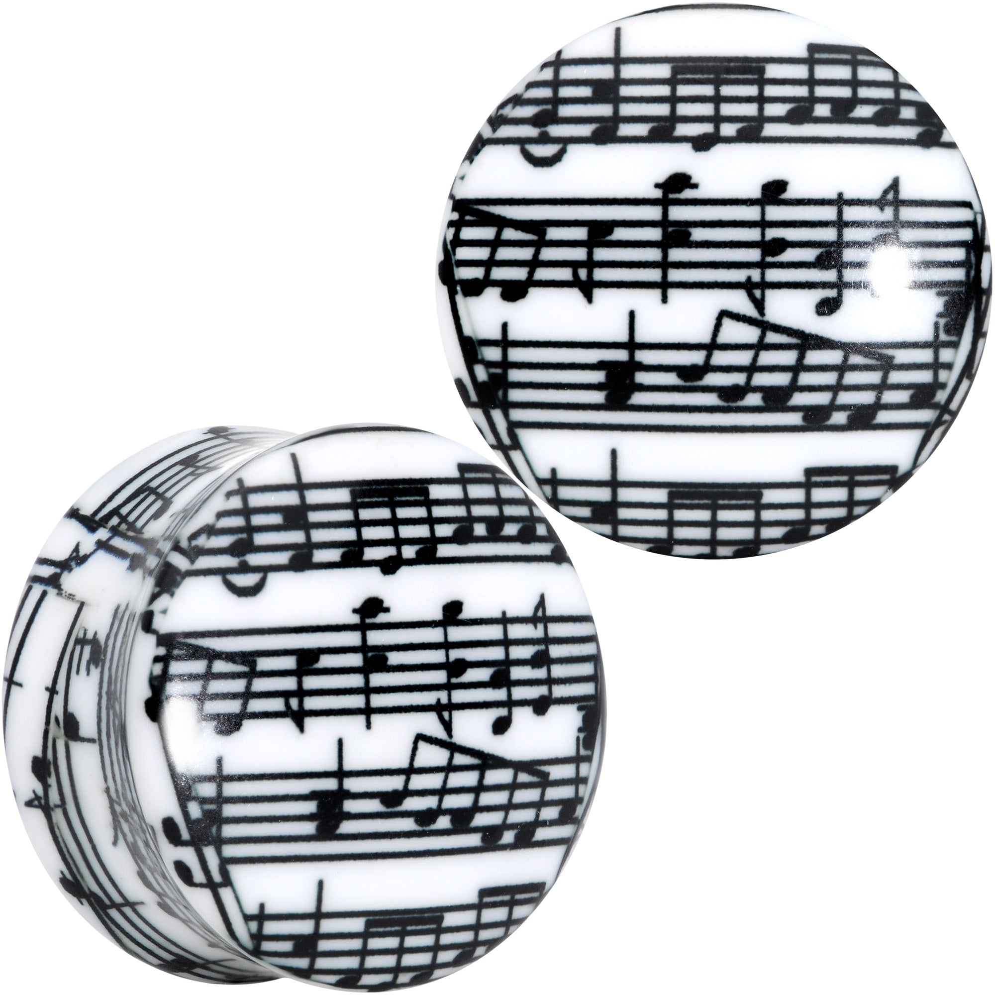 Black White Acrylic Music Notes Double Flare Plug Set