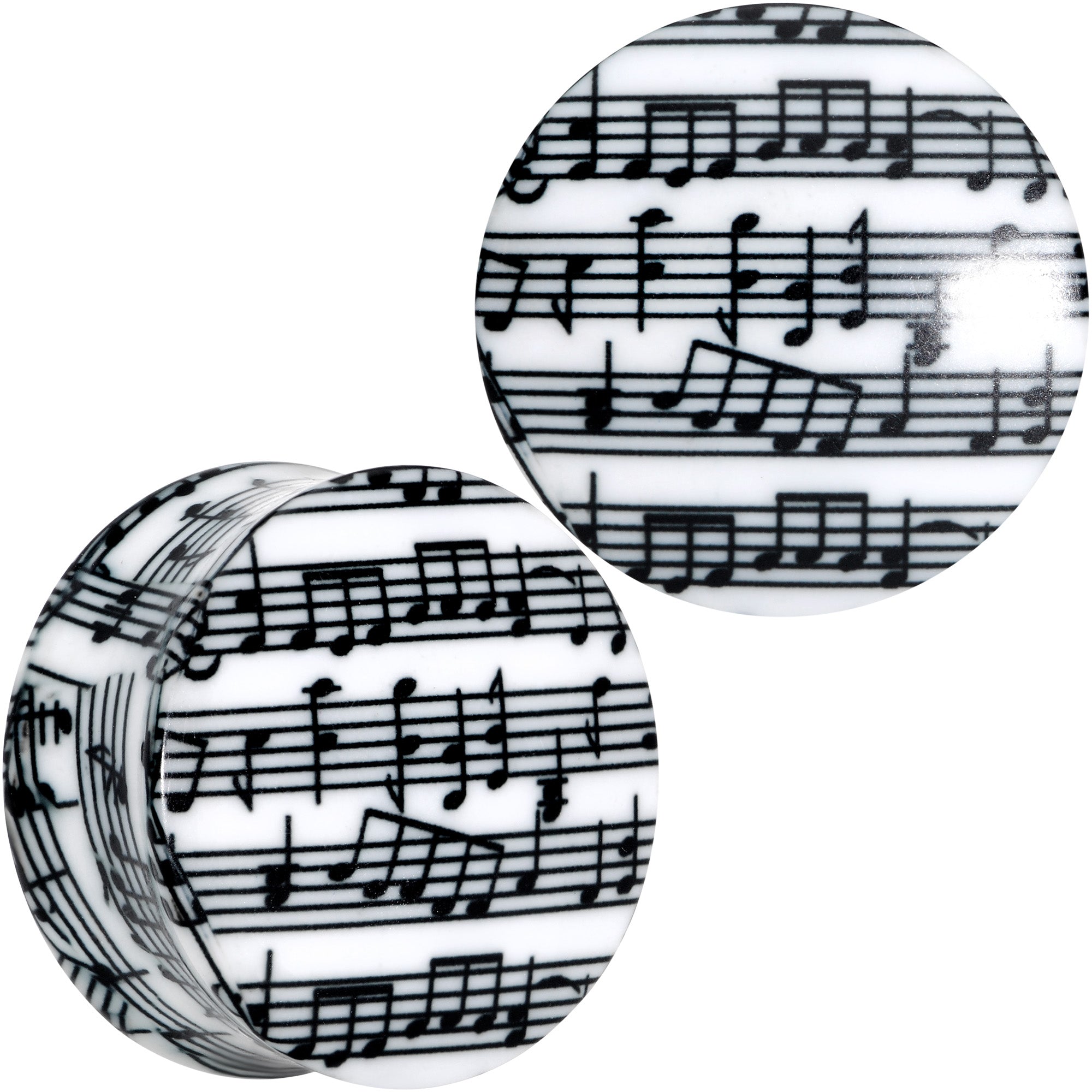 Black White Acrylic Music Notes Double Flare Plug Set