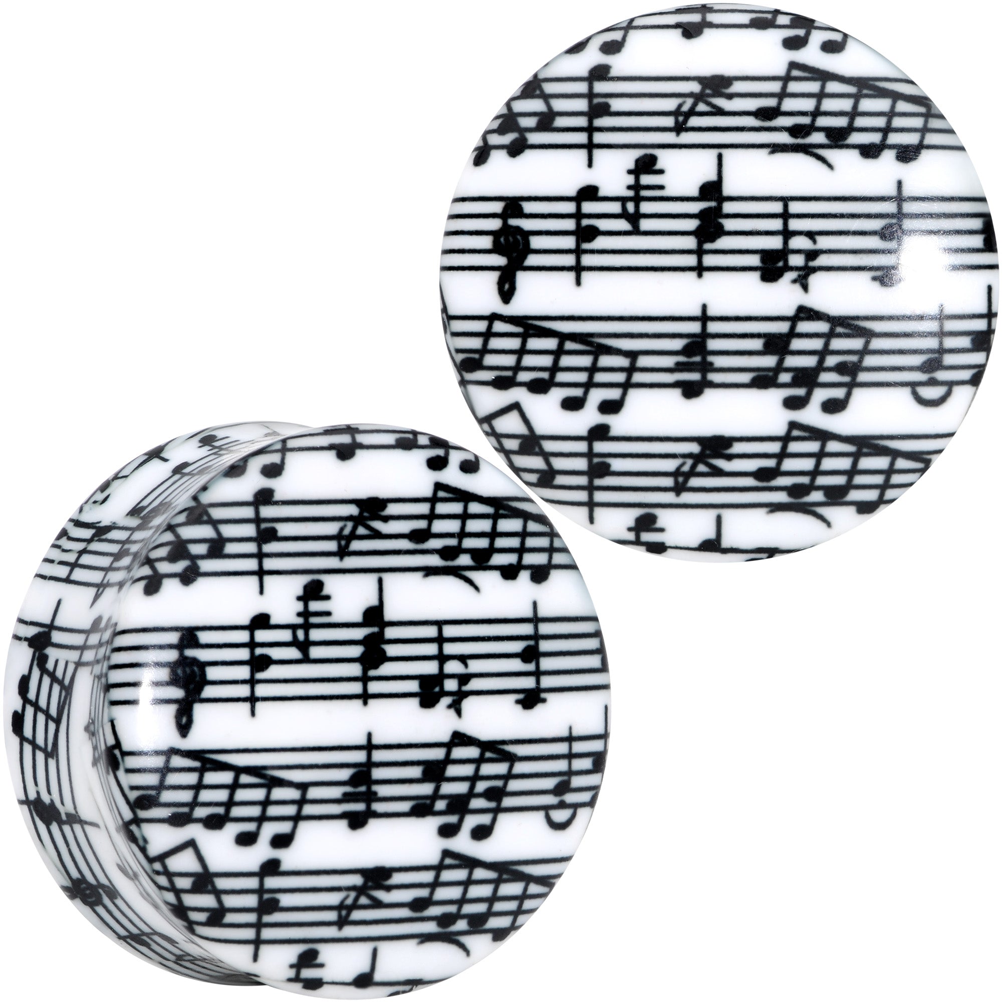 Black White Acrylic Music Notes Double Flare Plug Set