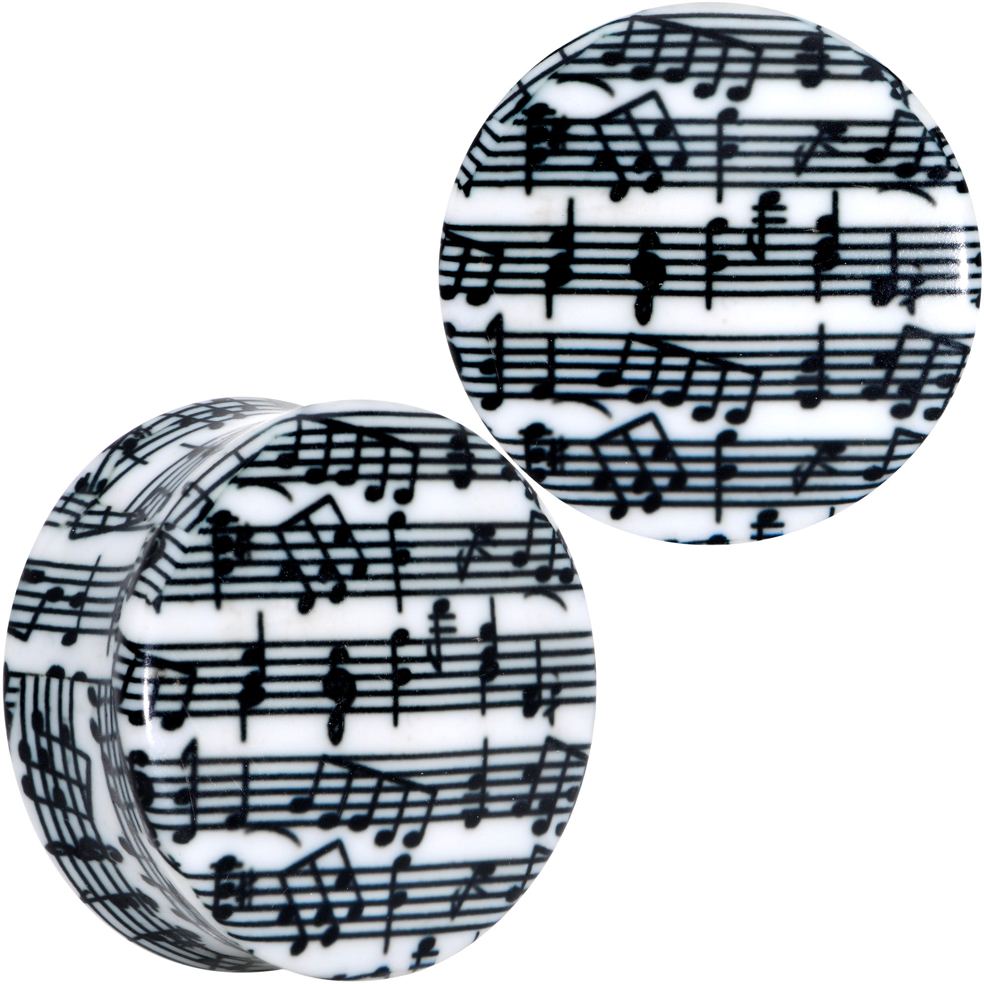 Black White Acrylic Music Notes Double Flare Plug Set