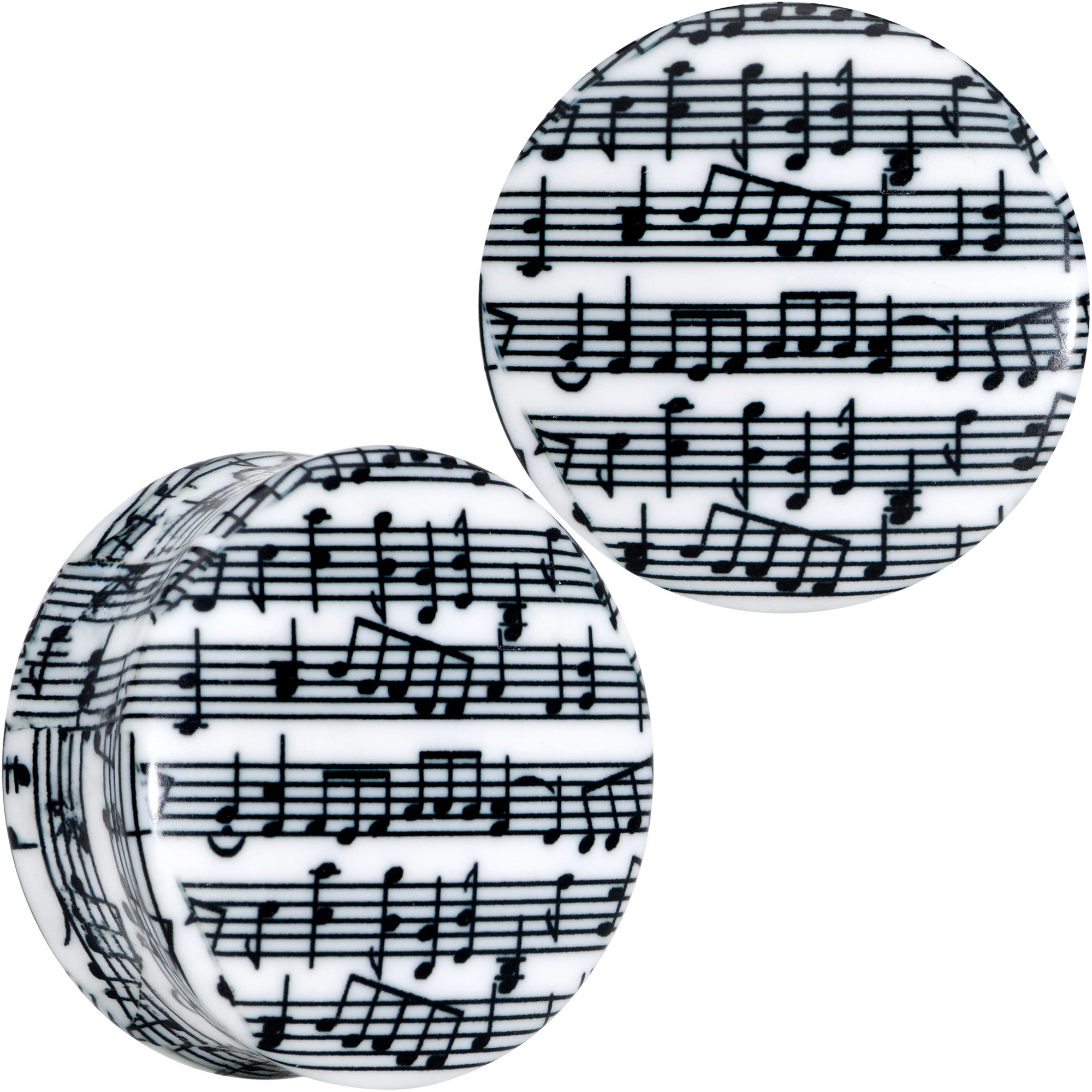 Black White Acrylic Music Notes Double Flare Plug Set