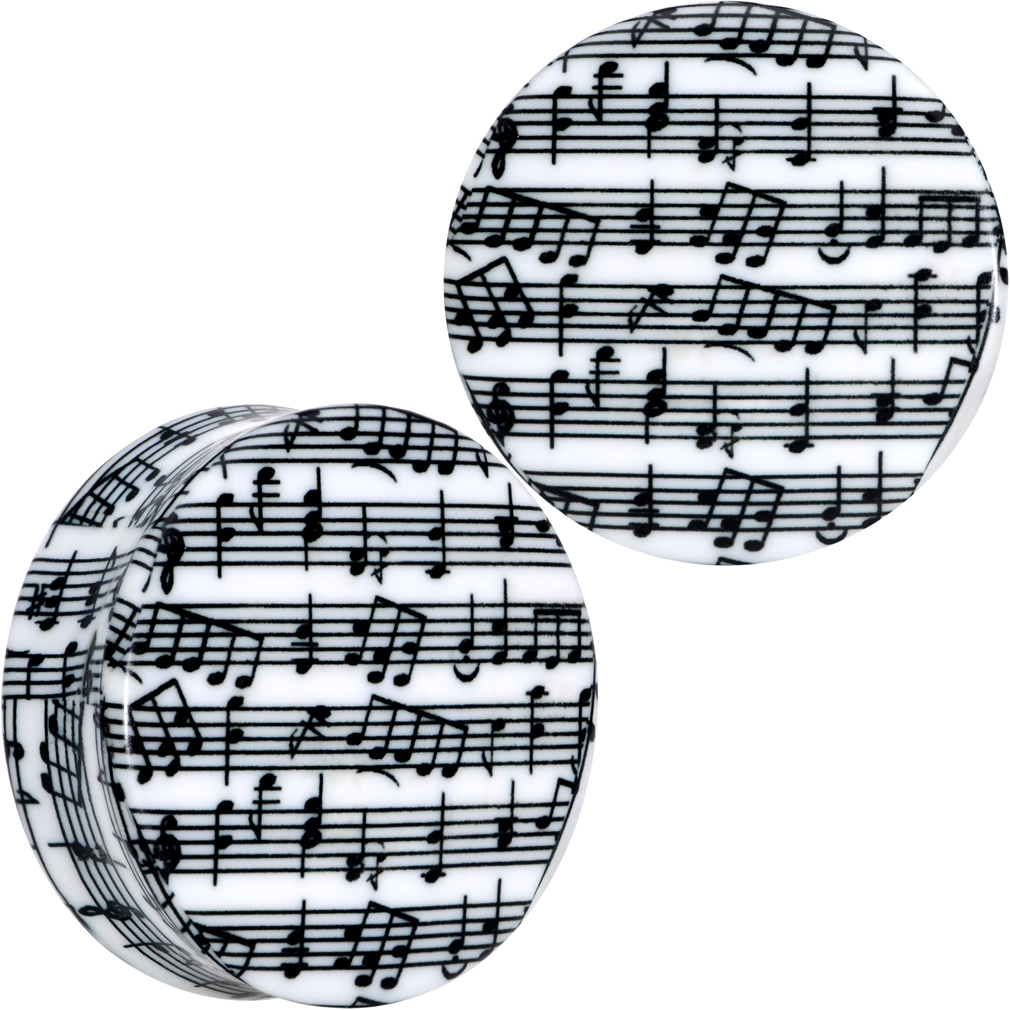 Black White Acrylic Music Notes Double Flare Plug Set