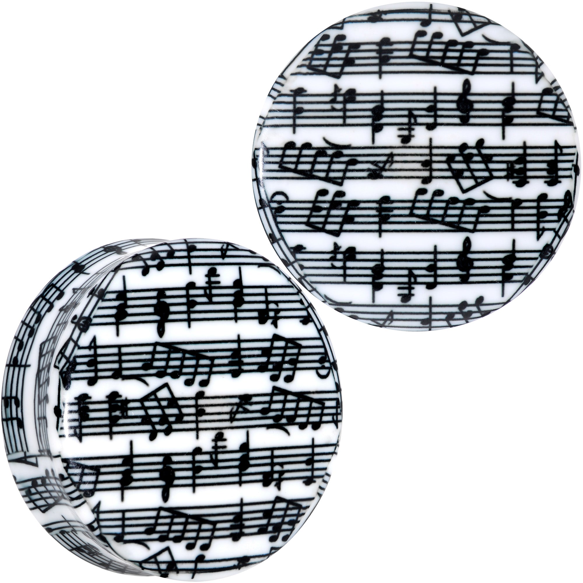 Black White Acrylic Music Notes Double Flare Plug Set