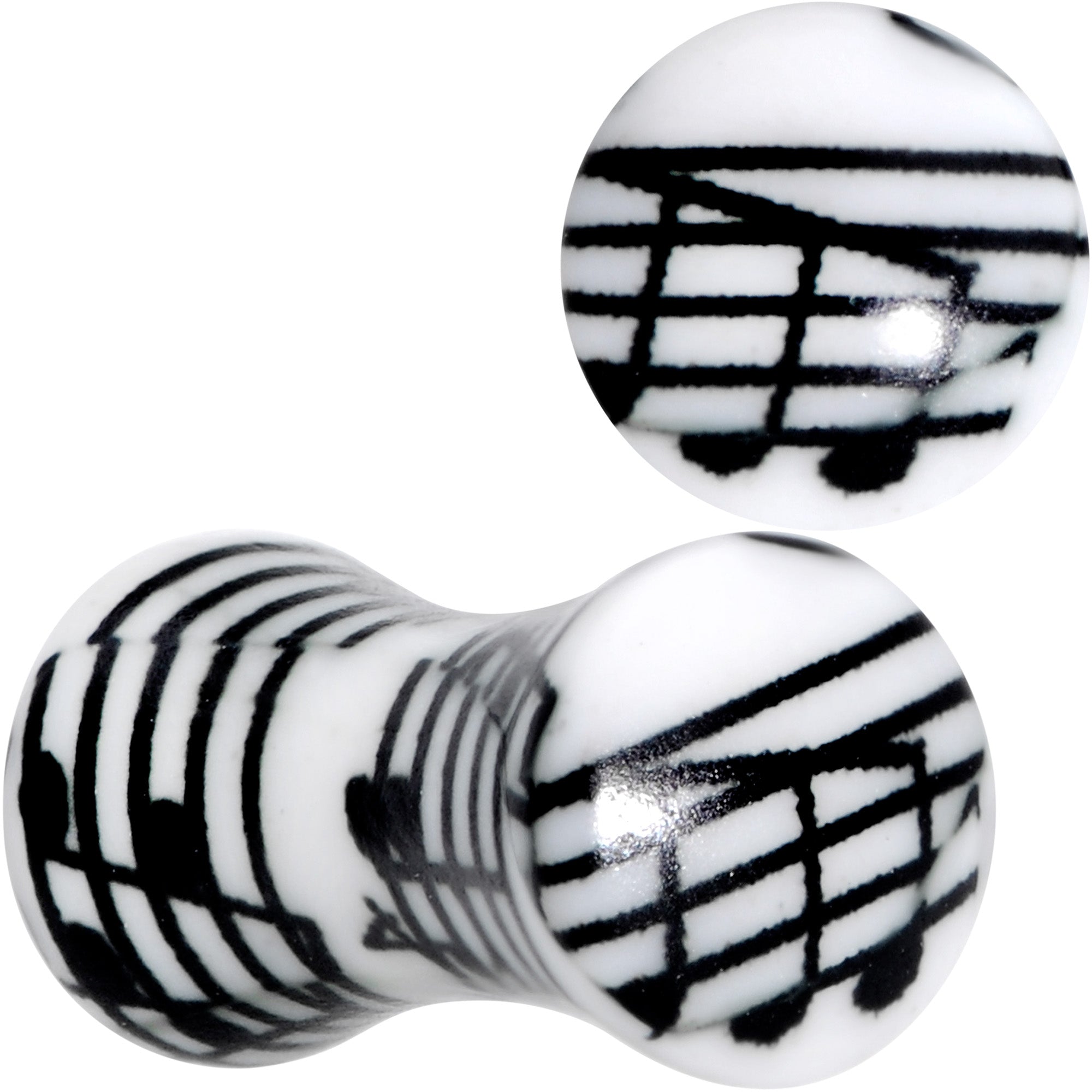 Black White Acrylic Music Notes Double Flare Plug Set