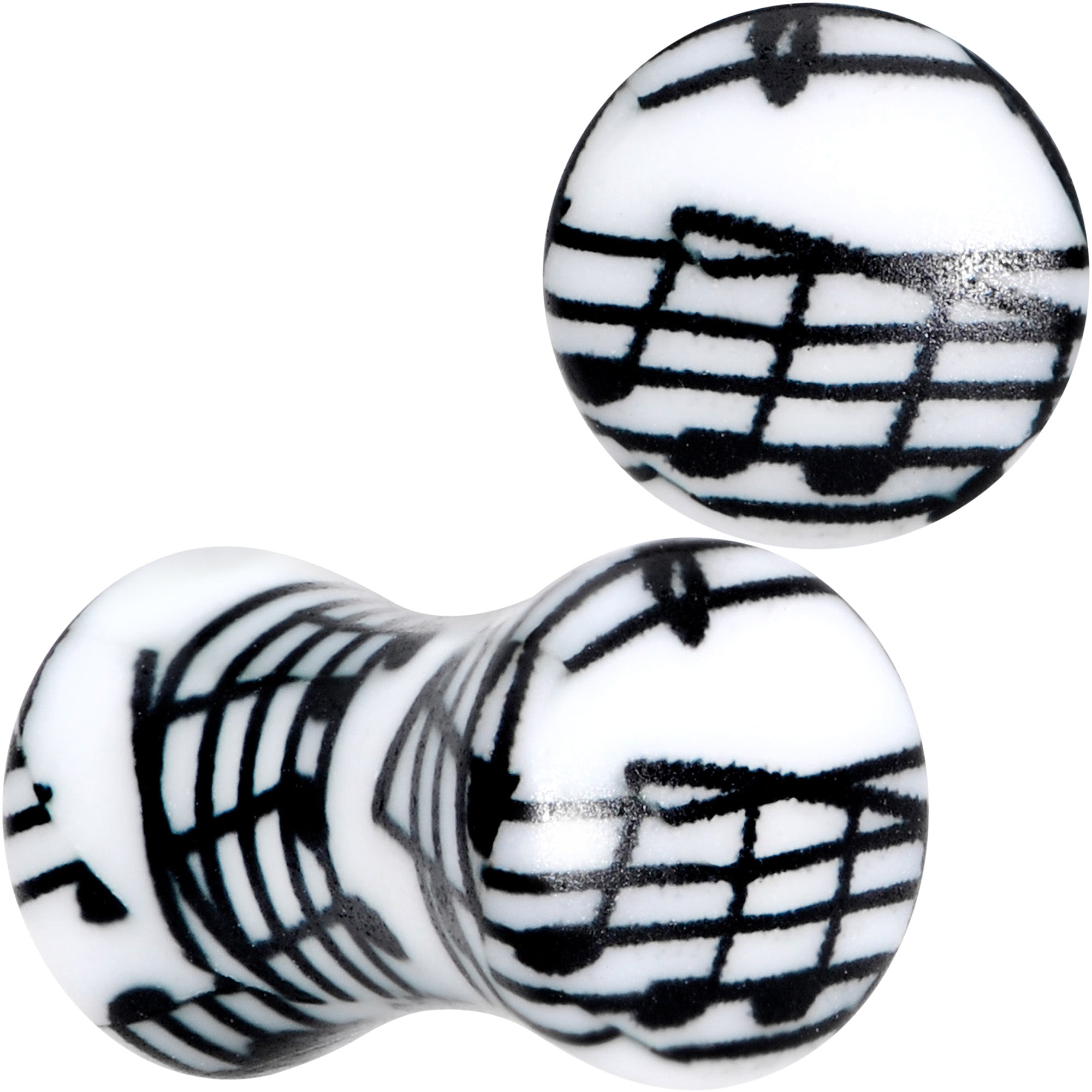 Black White Acrylic Music Notes Double Flare Plug Set