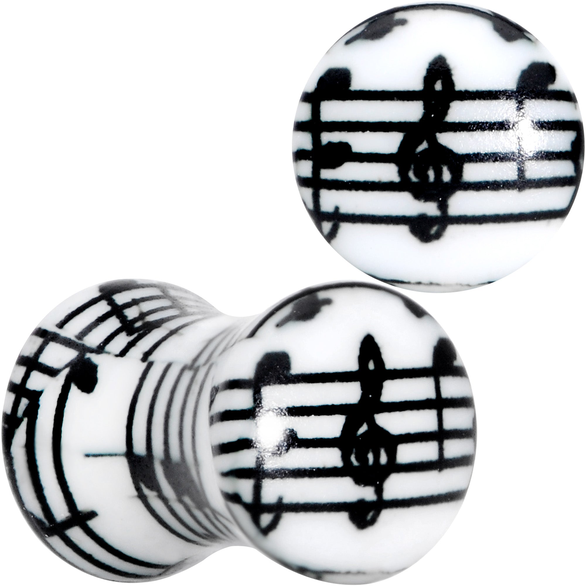 Black White Acrylic Music Notes Double Flare Plug Set