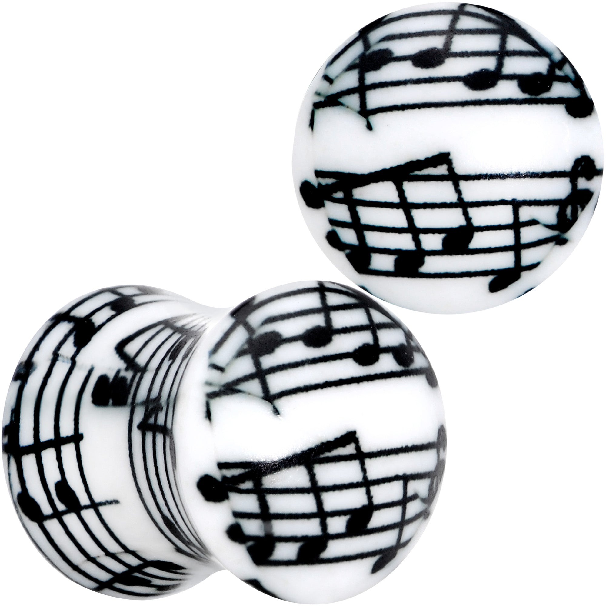 Black White Acrylic Music Notes Double Flare Plug Set