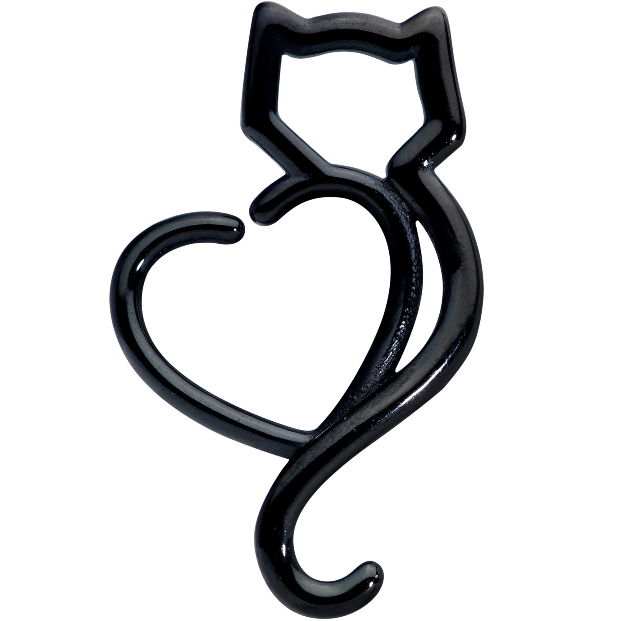 16 Gauge 5/16 Black Cat Lover Heart Kitty Closure Ring