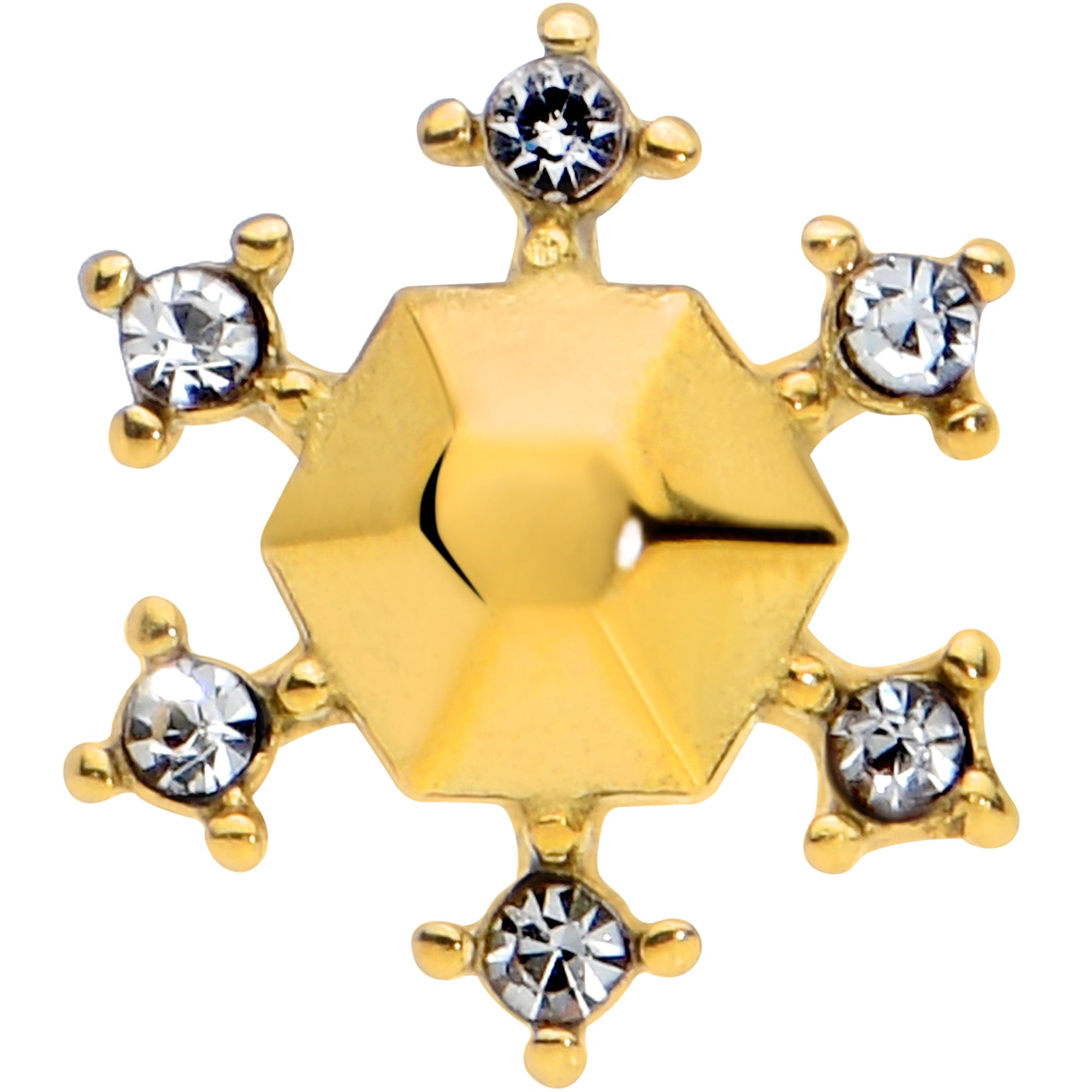 Clear CZ Gem Gold Tone Sweet Snowflake Christmas Barbell Tongue Ring