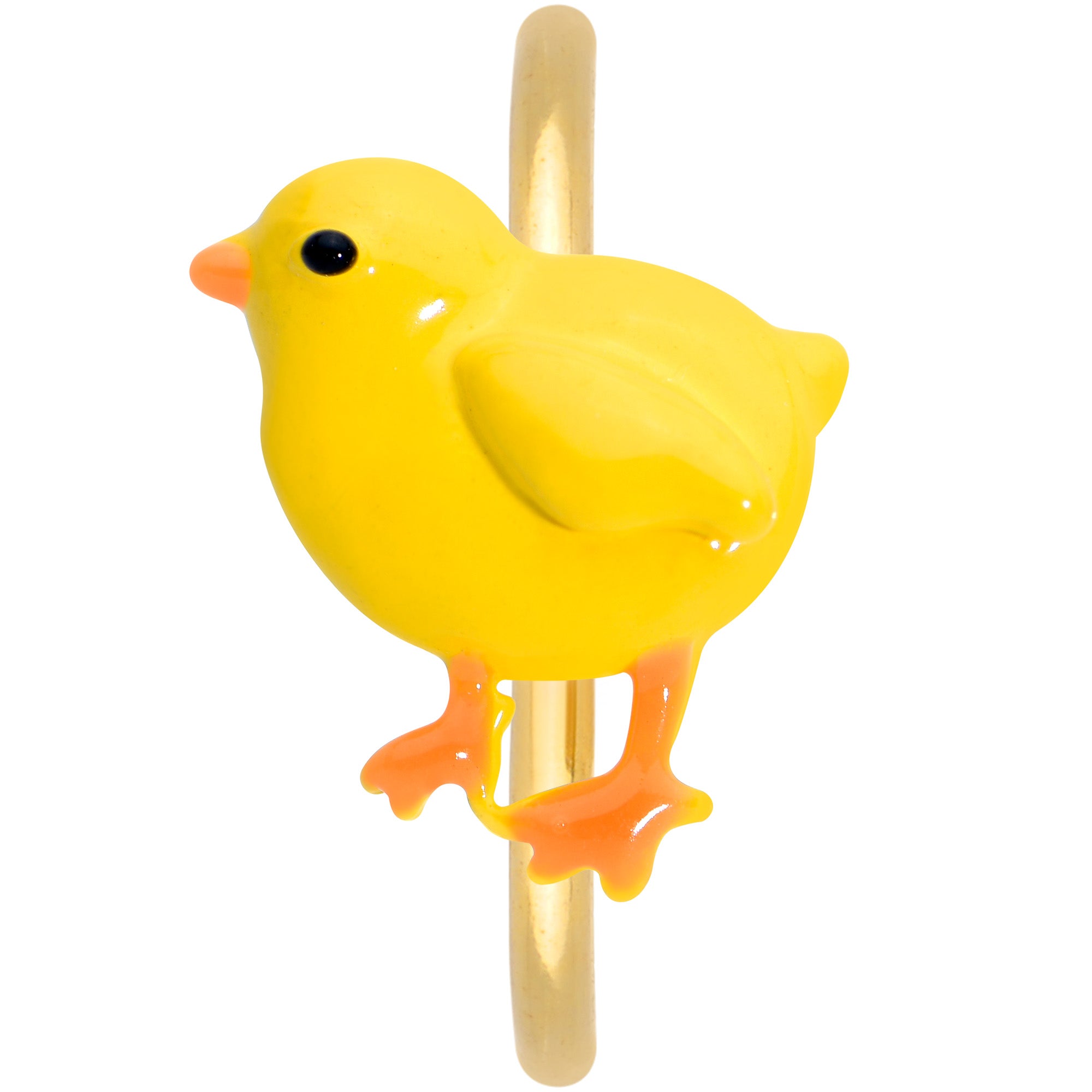 20 Gauge 5/16 Gold Tone Yellow Easter Chick Nose Hoop