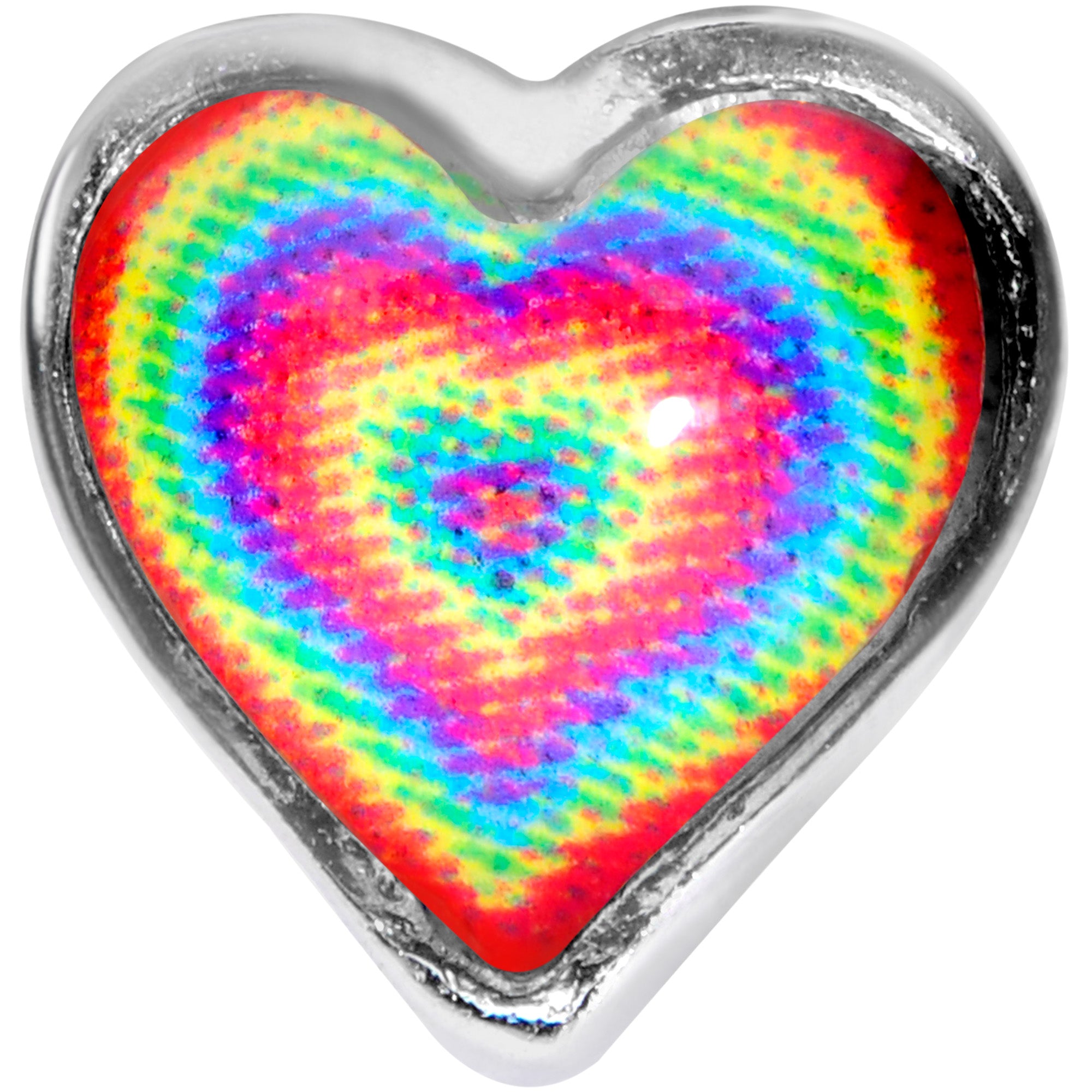 16 Gauge 5/16 Rainbow Tie Dye Heart Valentines Day Labret Tragus