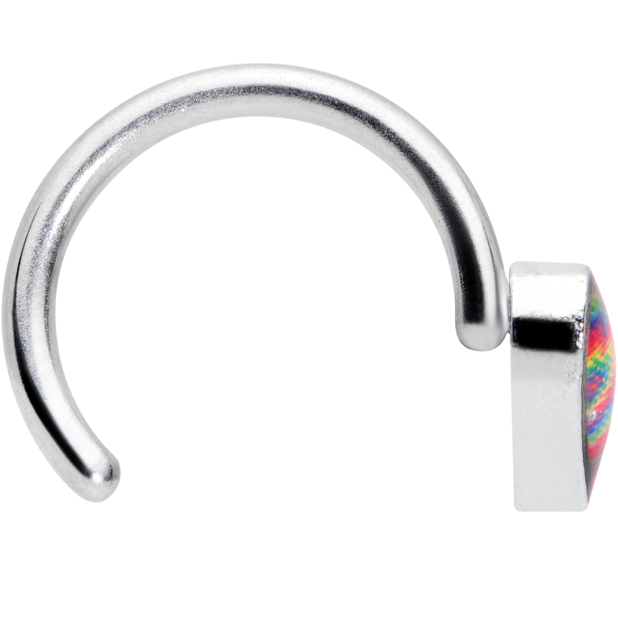 18 Gauge 5/16 Rainbow Tie Dye Heart Valentines Day Nose Hoop