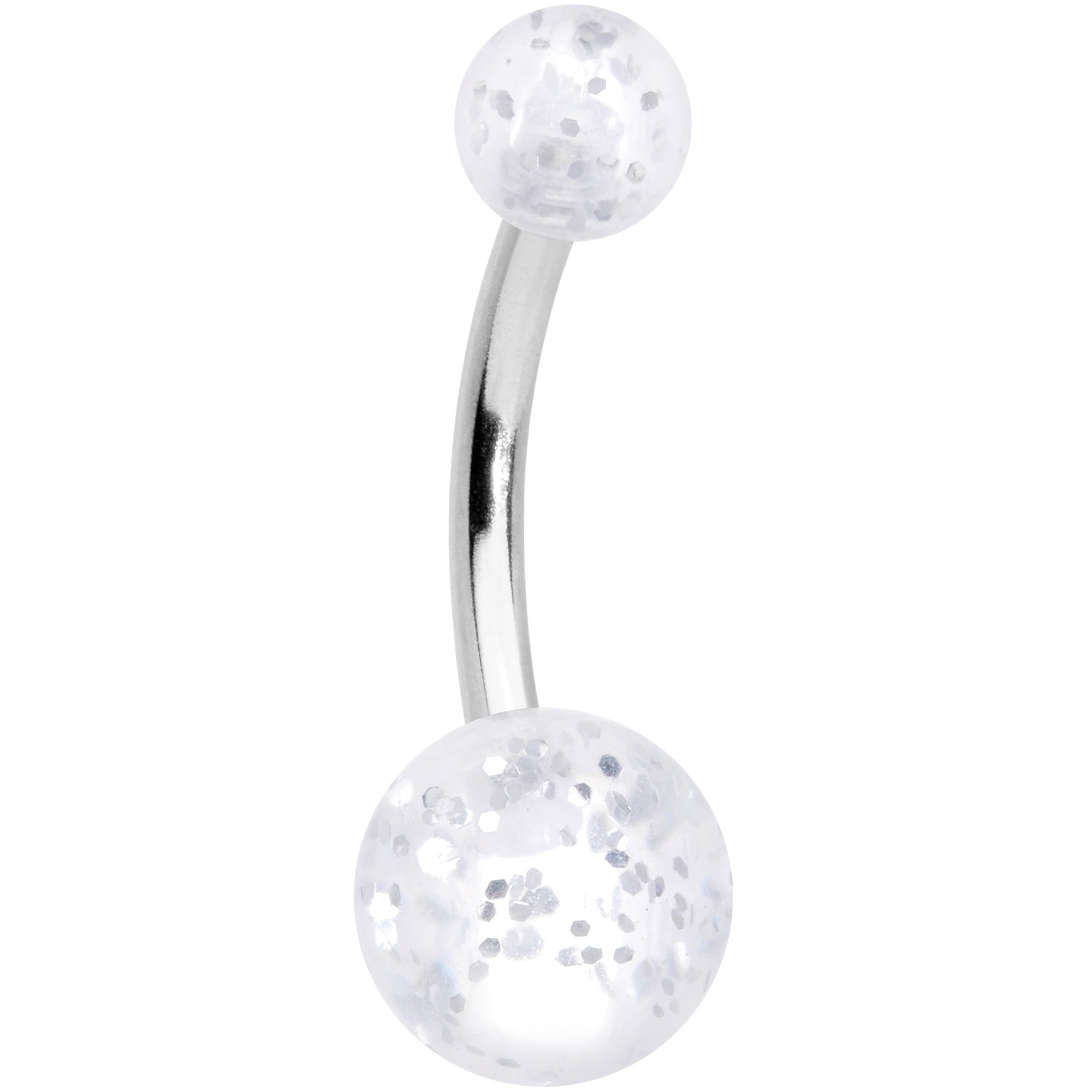 Aurora Gem White Matte UV Clear Glitter Belly Ring Set of 4