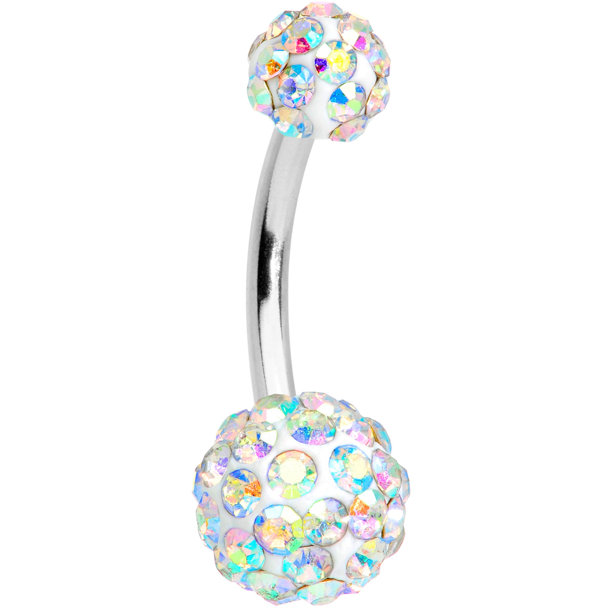 Aurora Gem White Matte UV Clear Glitter Belly Ring Set of 4