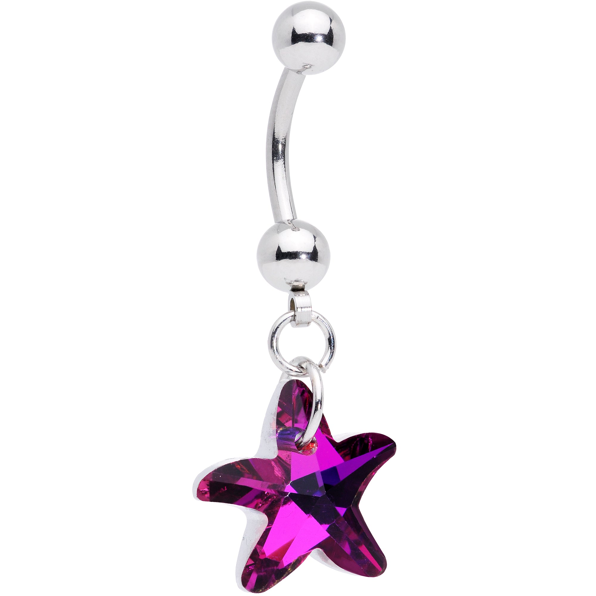 Purple Gem Sweet Star Dangle Belly Ring