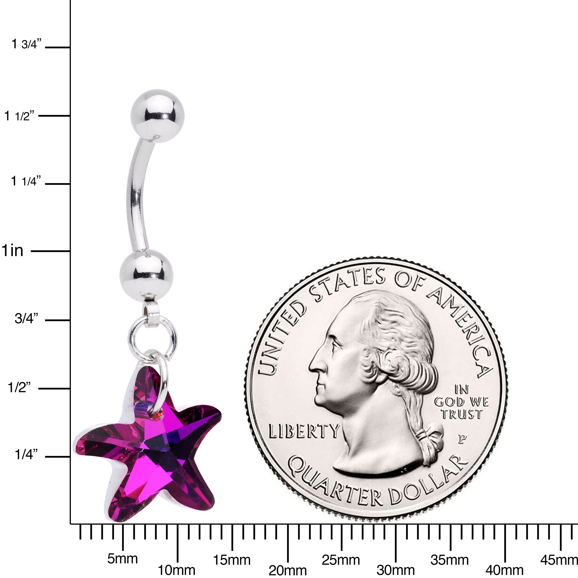 Purple Gem Sweet Star Dangle Belly Ring