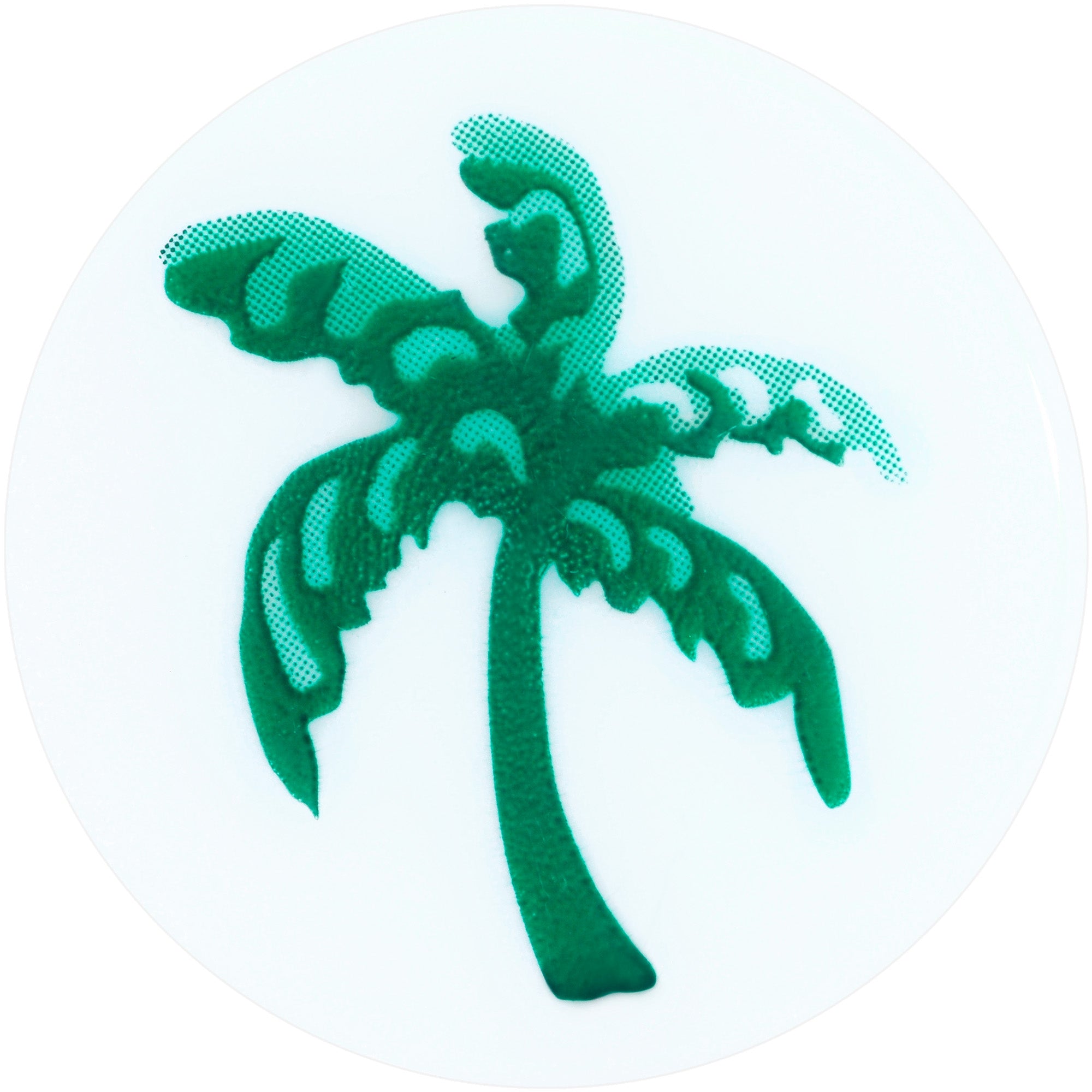 White Acrylic Green Palm Tree Saddle Plug Set