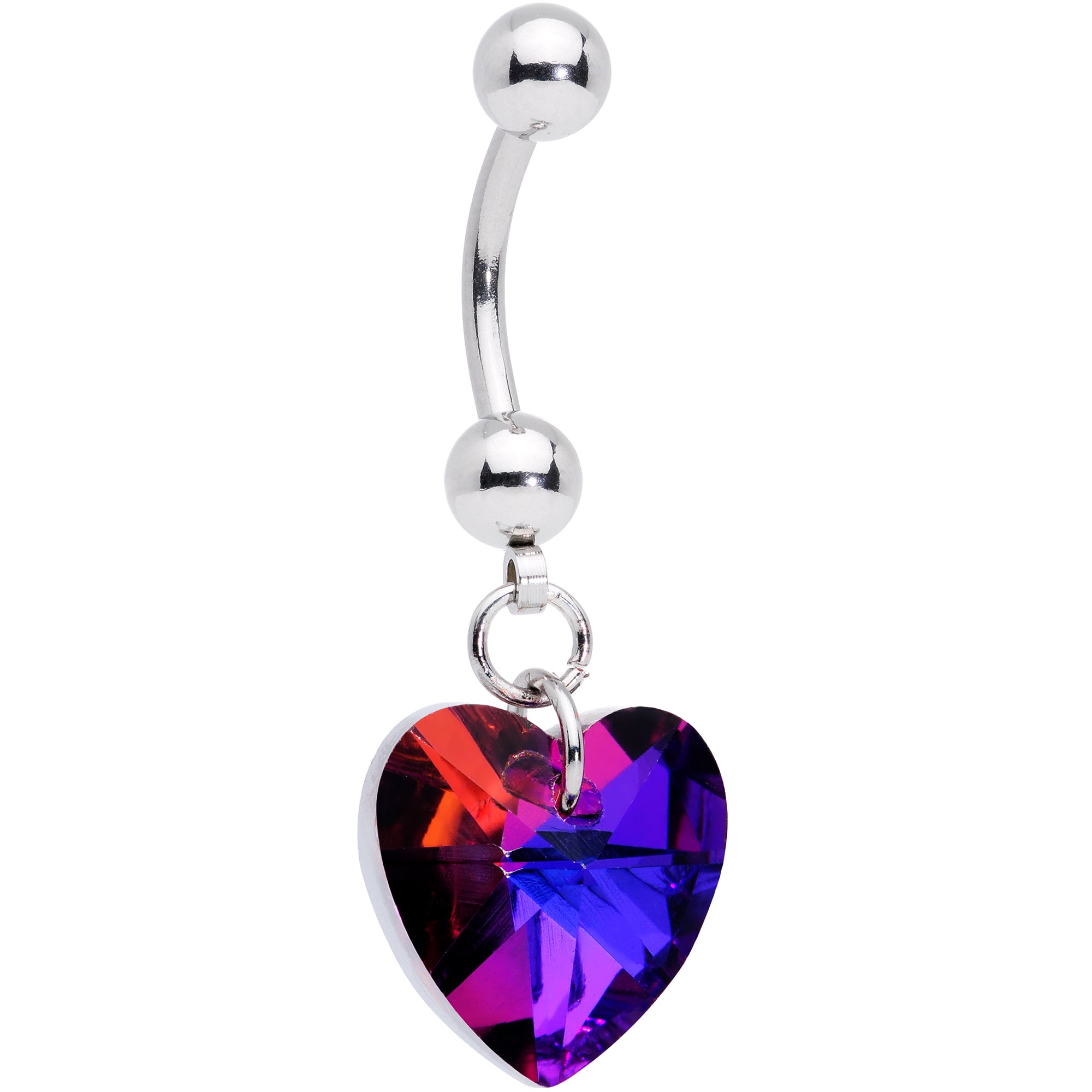 Purple Gem Heart Dangle Belly Ring