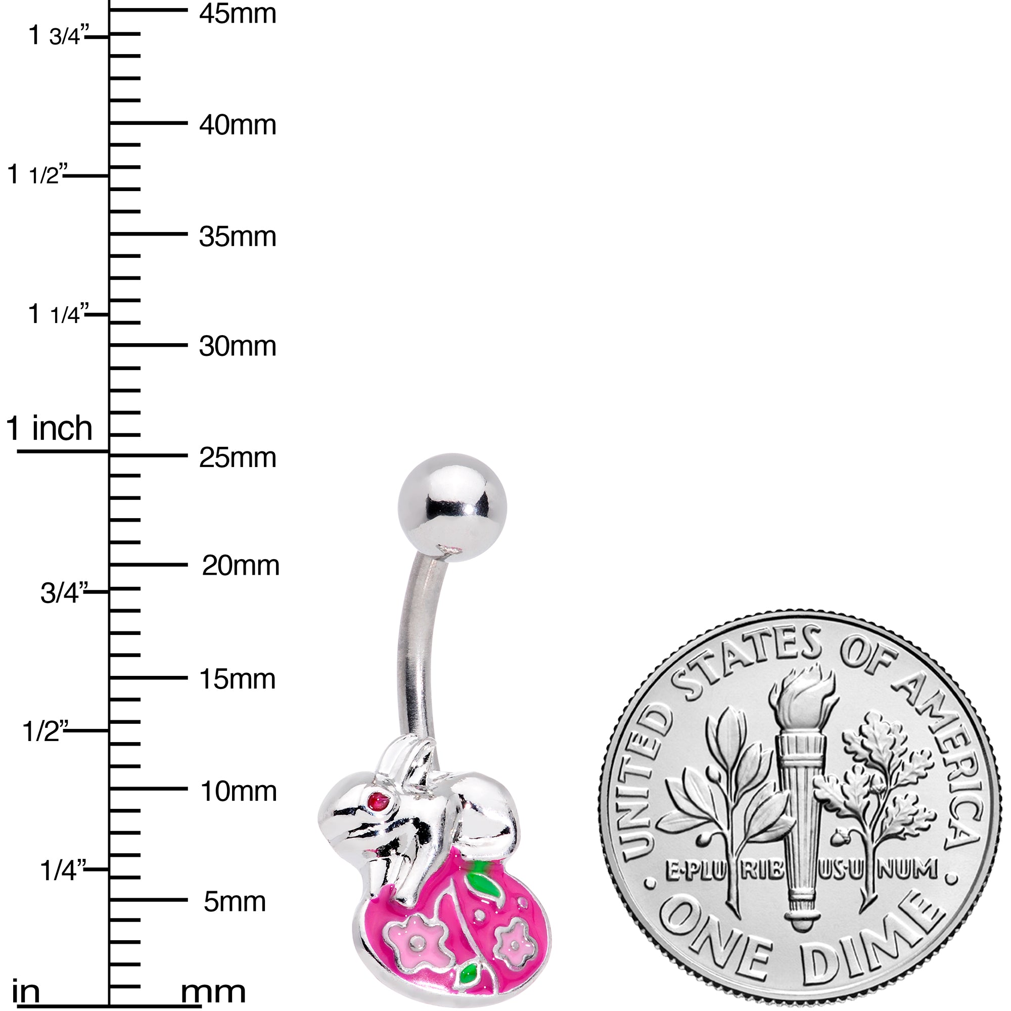 Pink Gem Pink Egg Easter Bunny Belly Ring