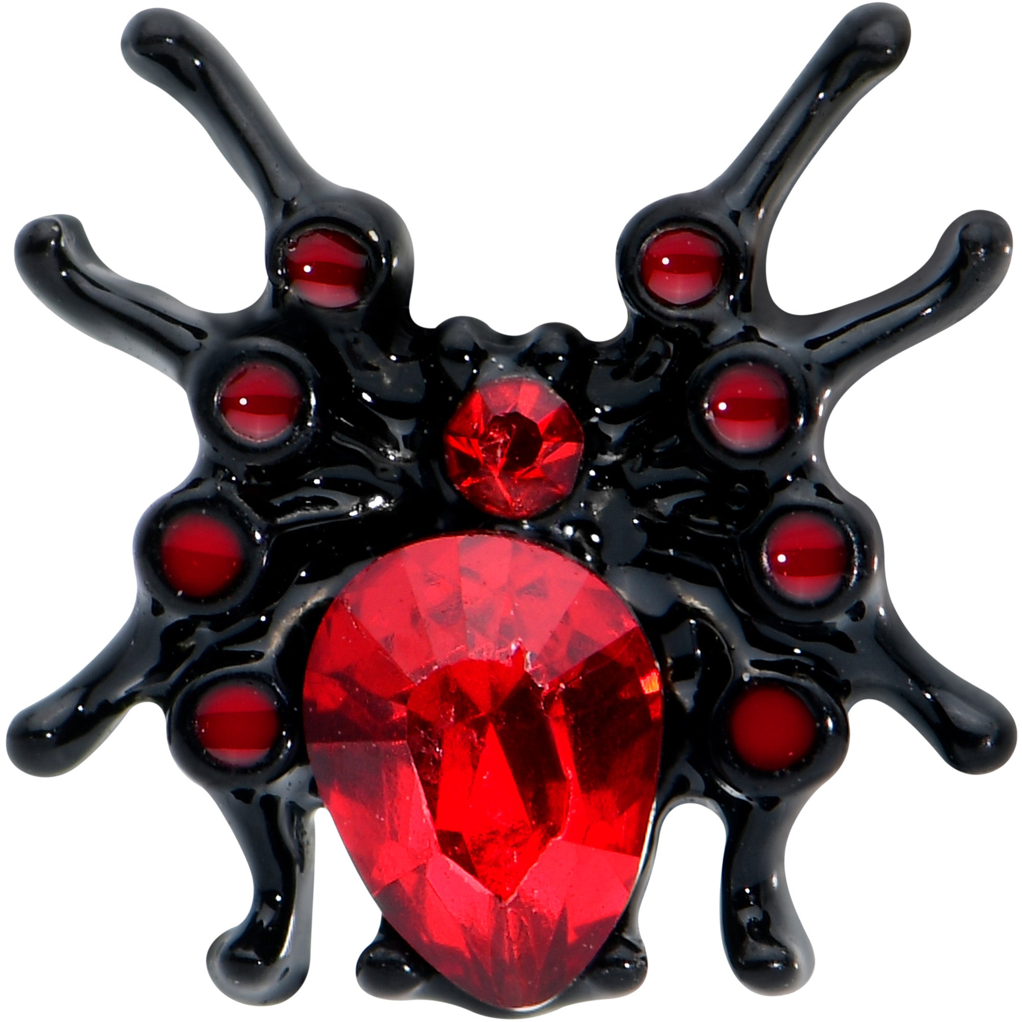 16 Gauge 1/4 Red Gem Black Spider Halloween Cartilage Tragus Earring