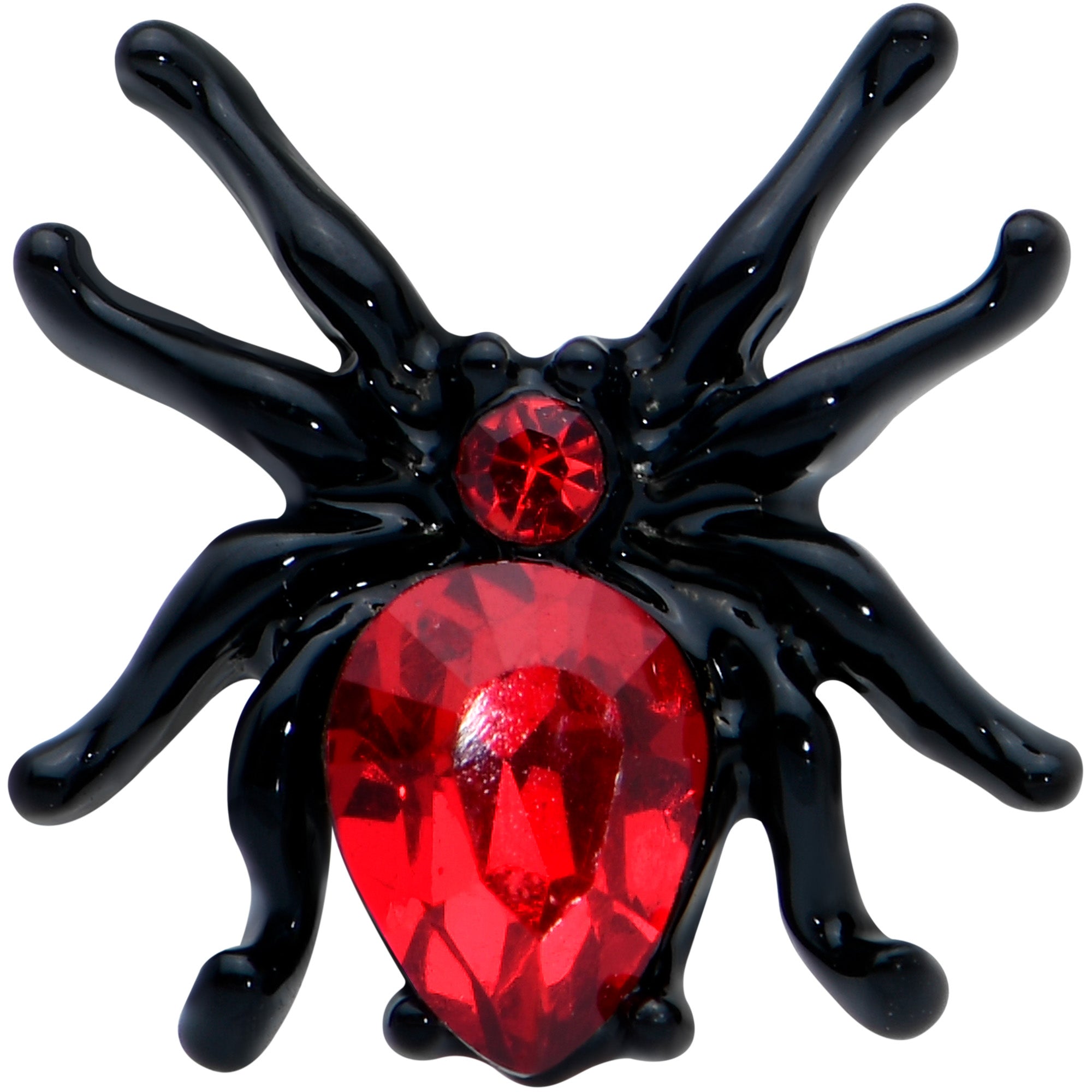 20 Gauge 1/4 Red Gem Black Halloween Spider Nose Bone