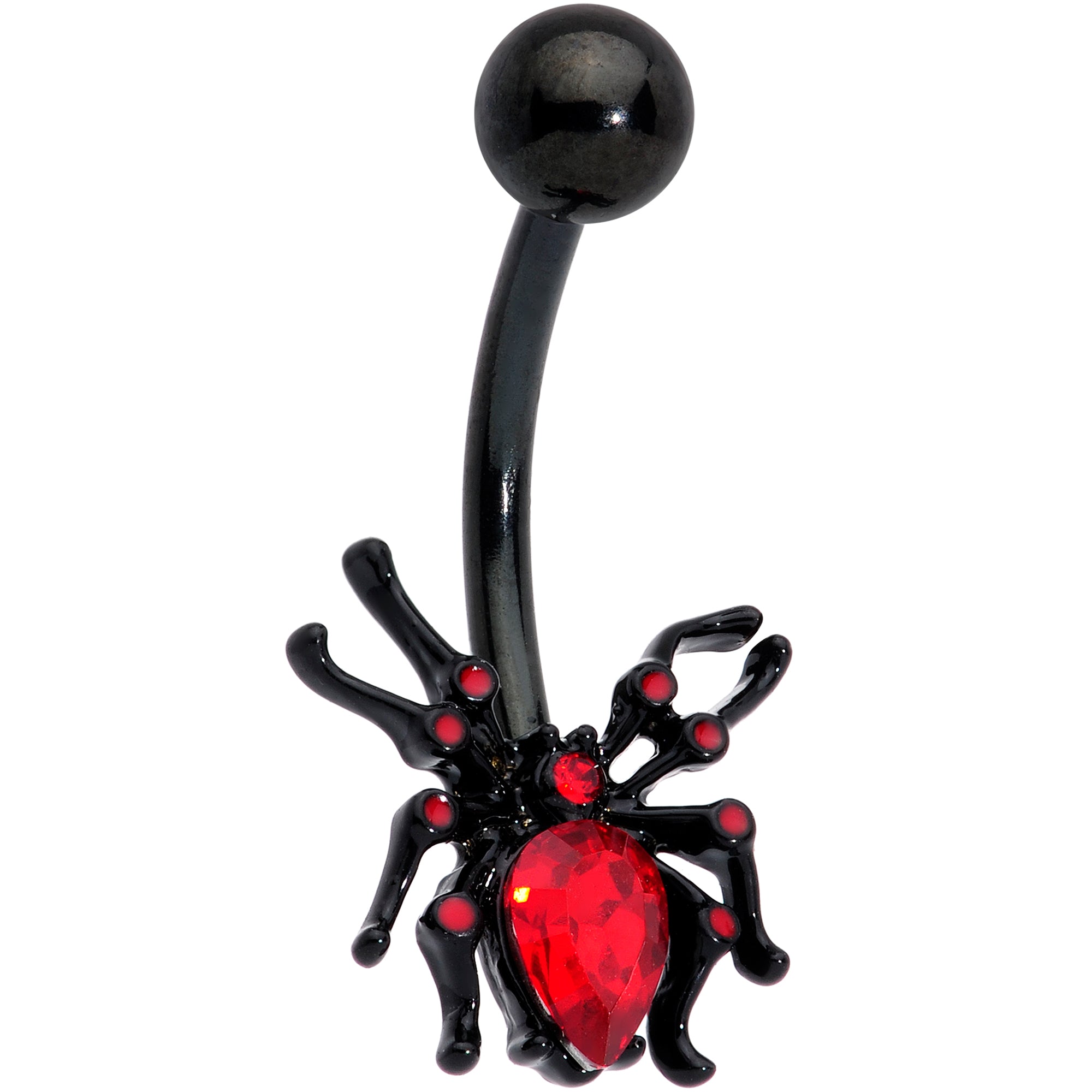 Red Gem Black Sexy Little Spider Halloween Belly Ring