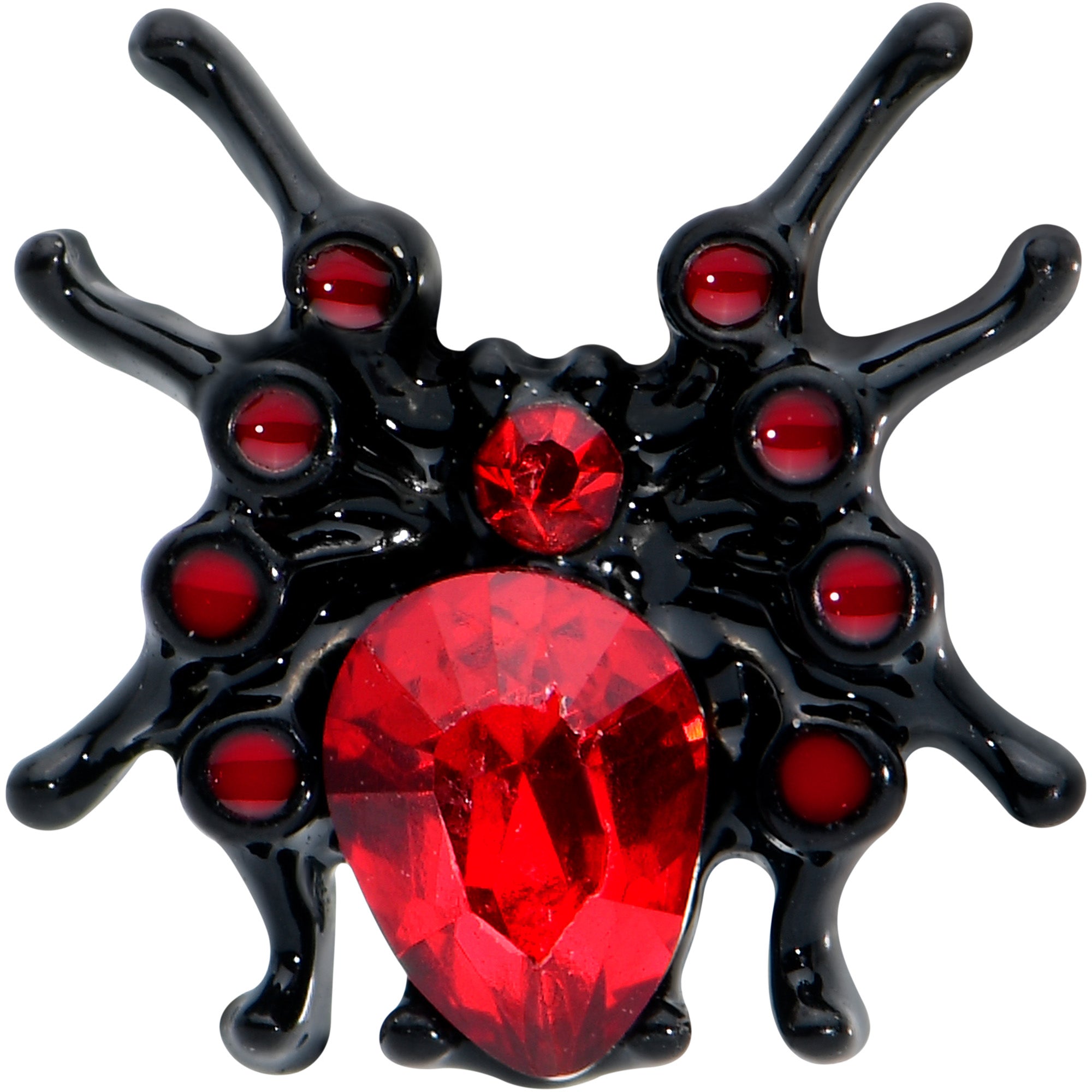 16 Gauge 5/16 Red Gem Black Spider Halloween Labret Monroe Tragus