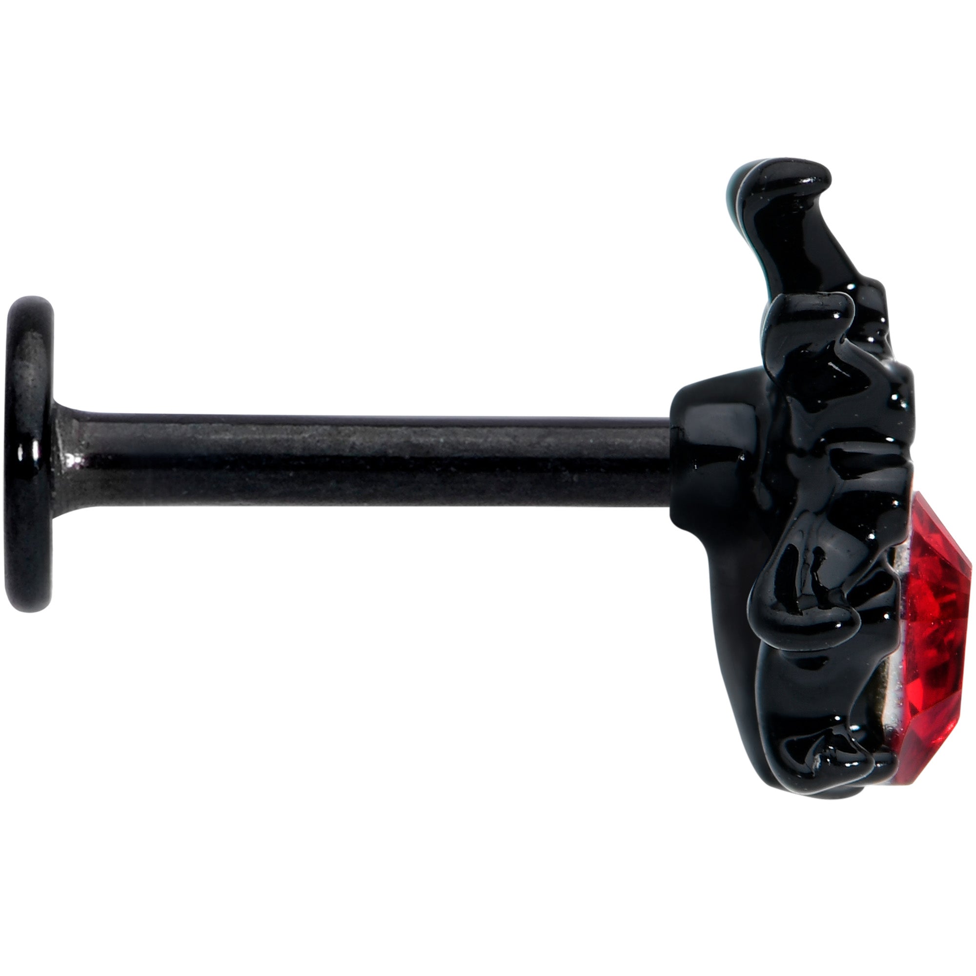 16 Gauge 5/16 Red Gem Black Spider Halloween Labret Monroe Tragus