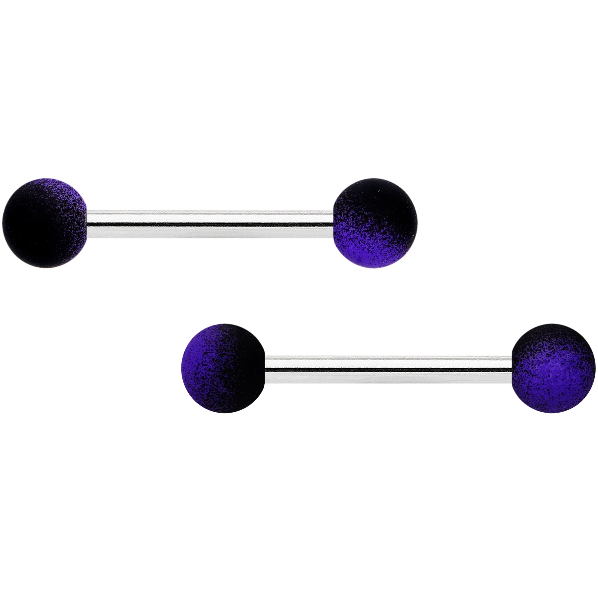 14 Gauge 9/16 Purple Black Ombre Soft Finish Barbell Nipple Ring Set