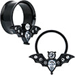 Clear Gem Black Bat Halloween Double Flare Tunnel Plug Set