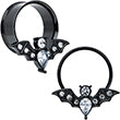 Clear Gem Black Bat Halloween Double Flare Tunnel Plug Set