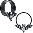 Clear Gem Black Bat Halloween Double Flare Tunnel Plug Set