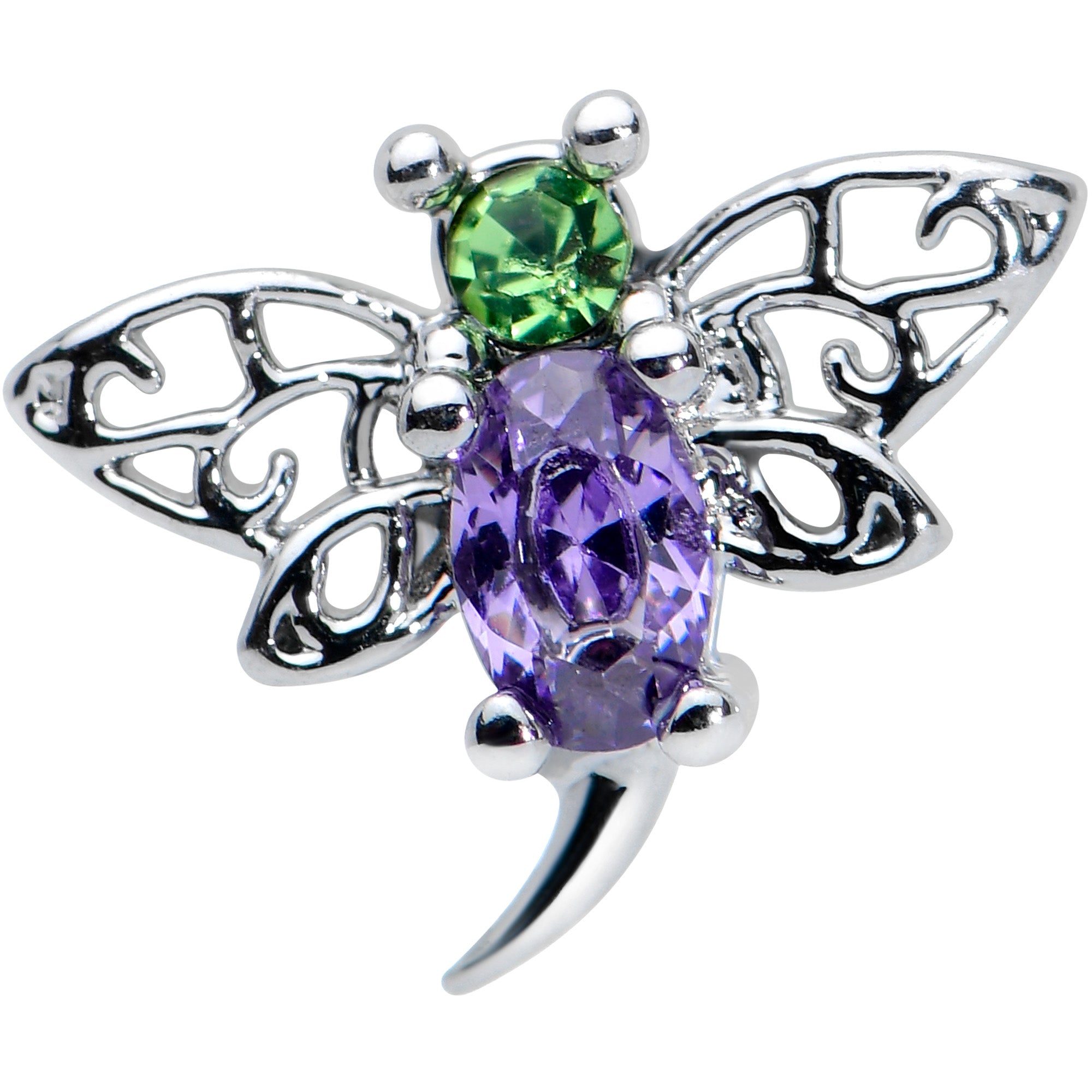 16 Gauge 5/16 Purple Green Gem Dragonfly Labret Monroe Tragus