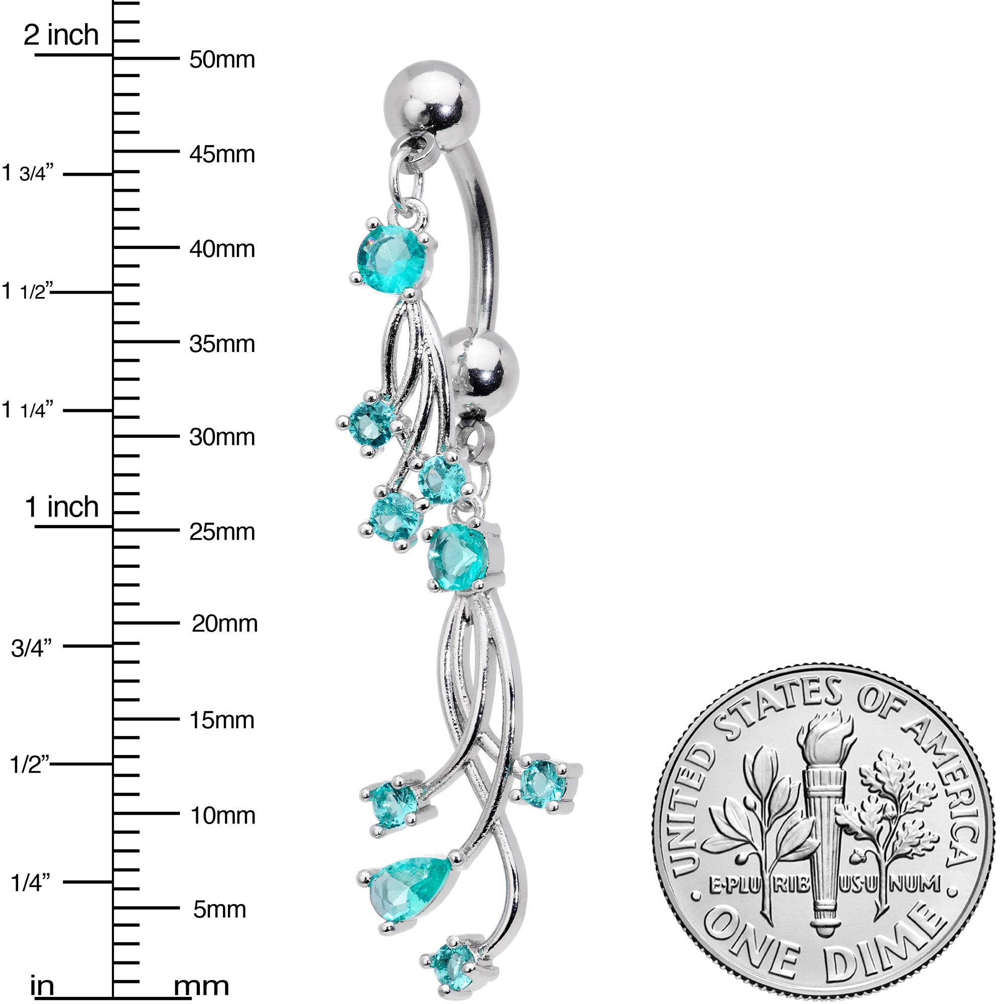 Blue Gem Spray Double Mount Belly Ring