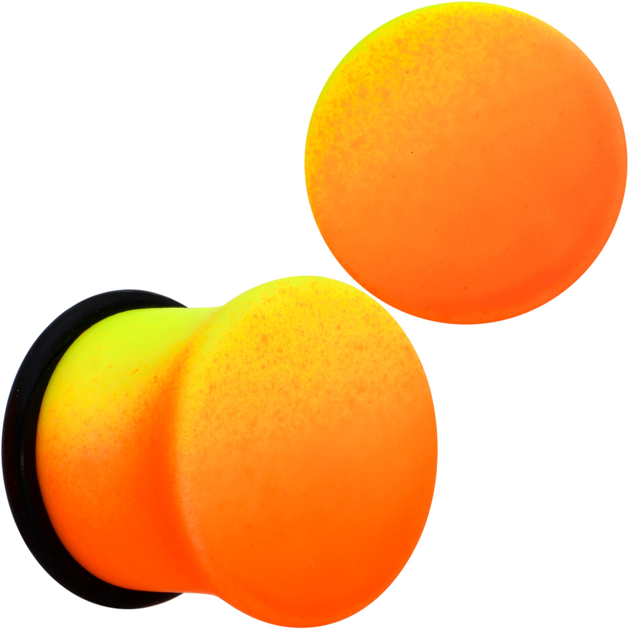 Orange Yellow Ombre Matte Acrylic Single Flare Plug Set Sizes 2mm-12mm